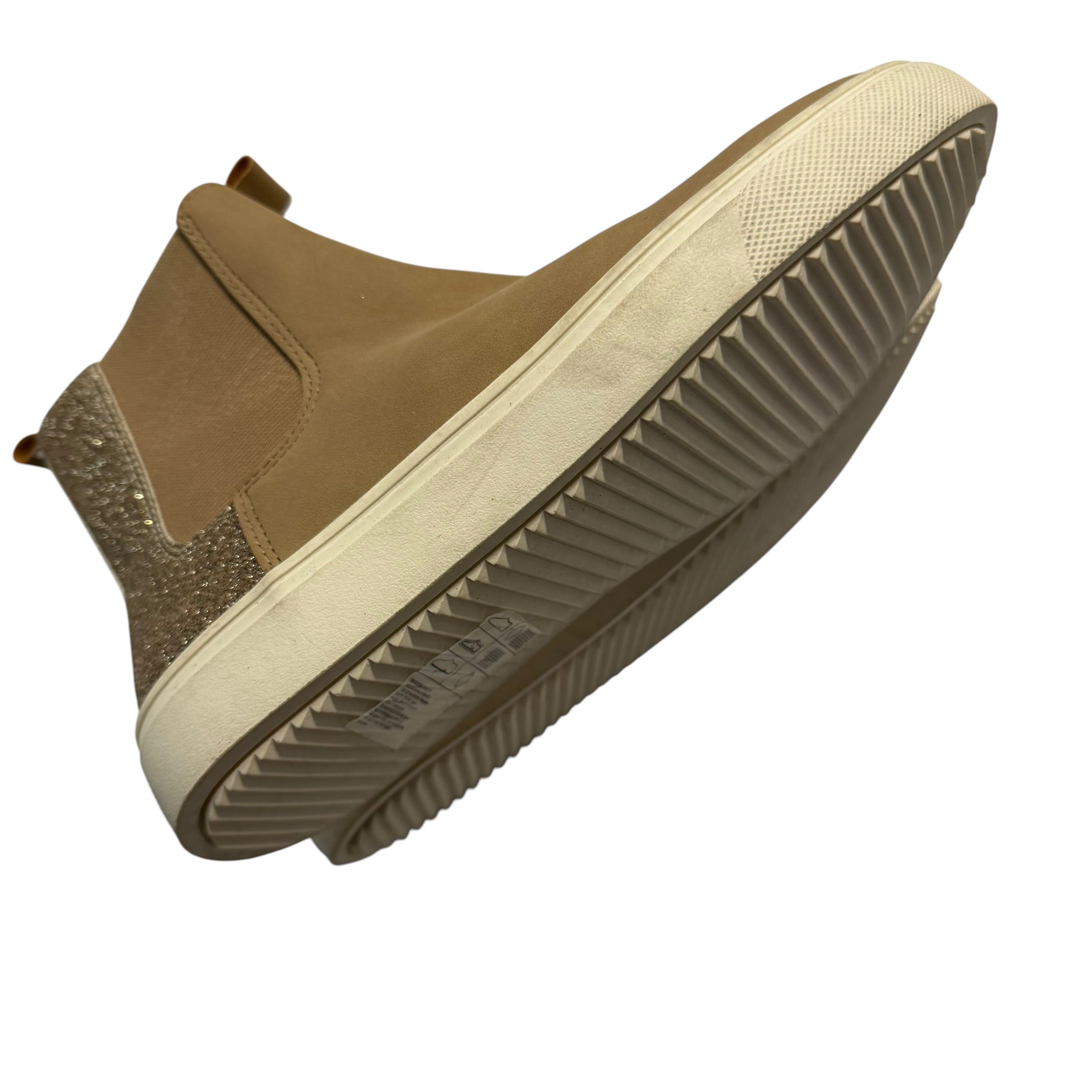 H&M Girls Beige Chelsea Boots With Fluted Sole and Gold Glitter Heel Size 3 Big Kid NEW BNWT - Ready Kids Canada