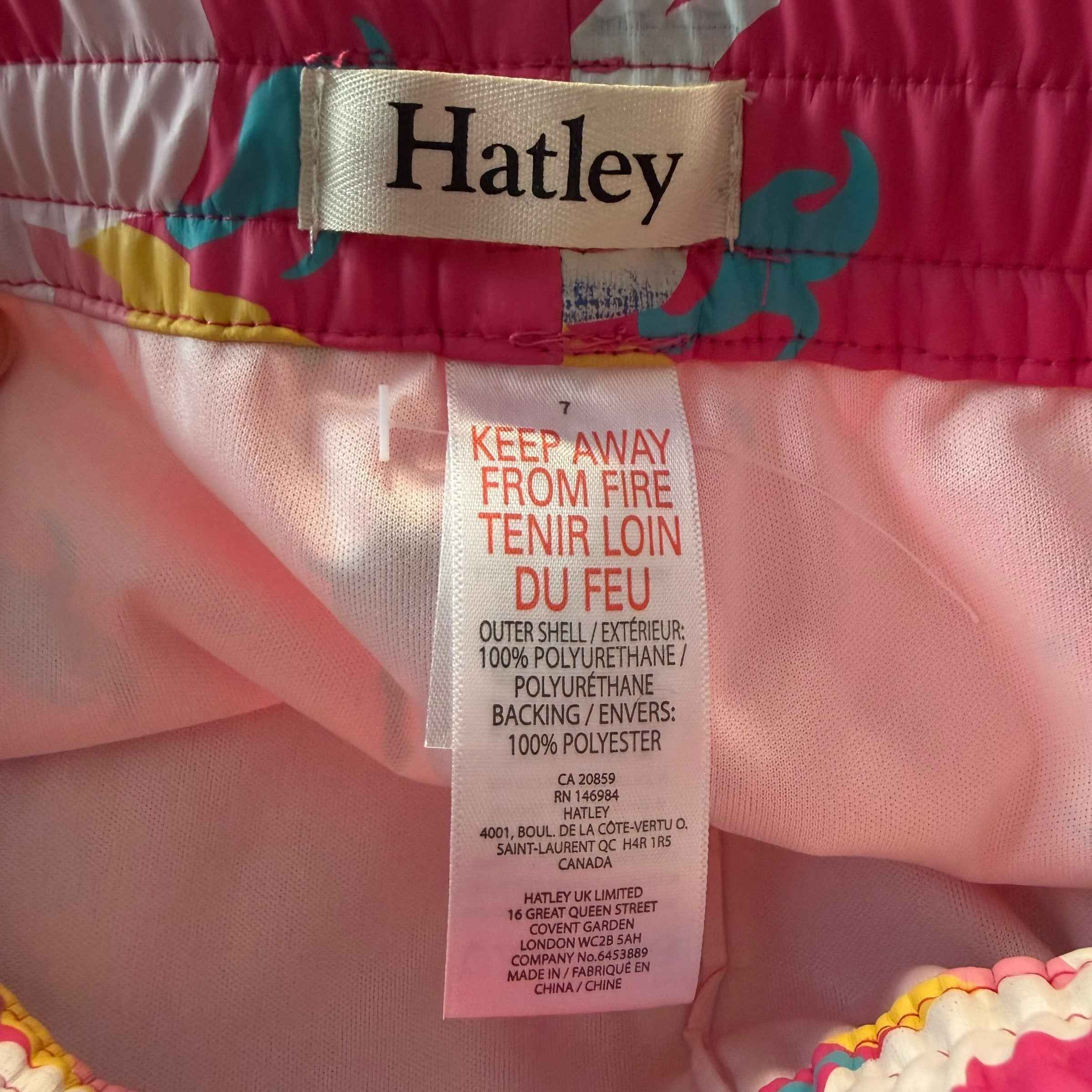 EUC Hatley Kids Pink Pegasus Rain Pants – Size 7 - Ready Kids Canada