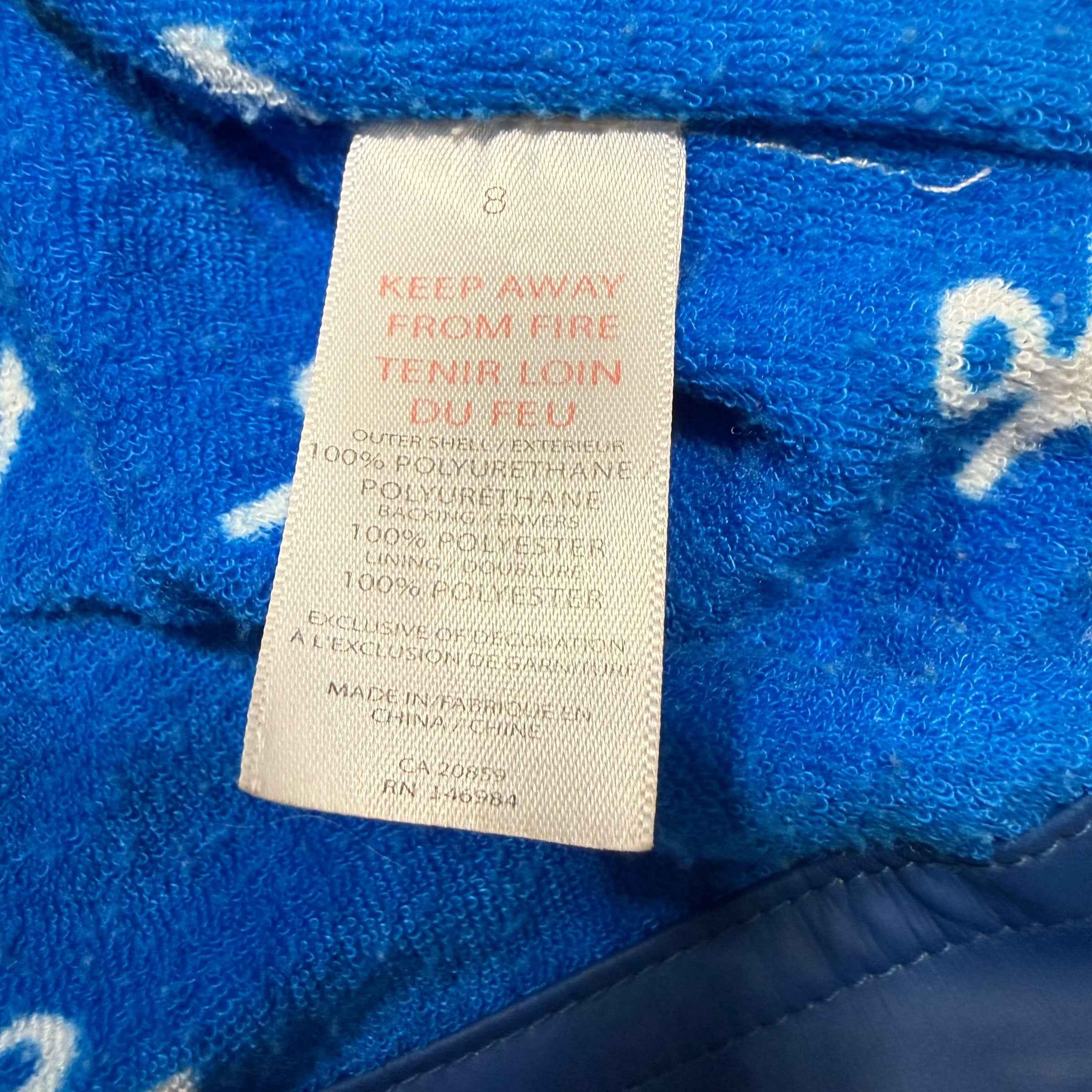 Hatley Size 8 Zip Up Terry Lined Blue Rain Jacket