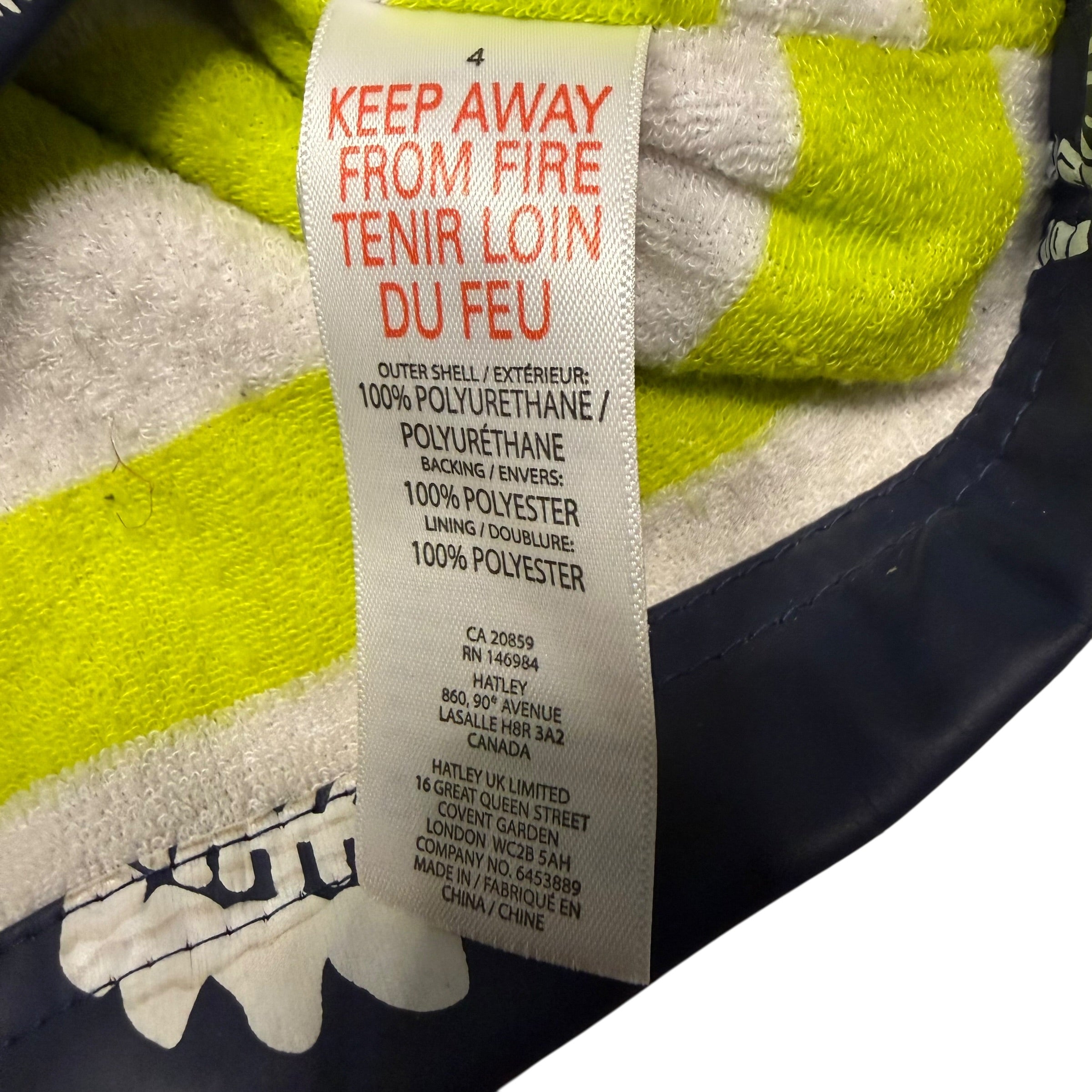 Hatley Zippered Size 4 Lined Dinosaur Rain Jacket Navy - Ready Kids Canada