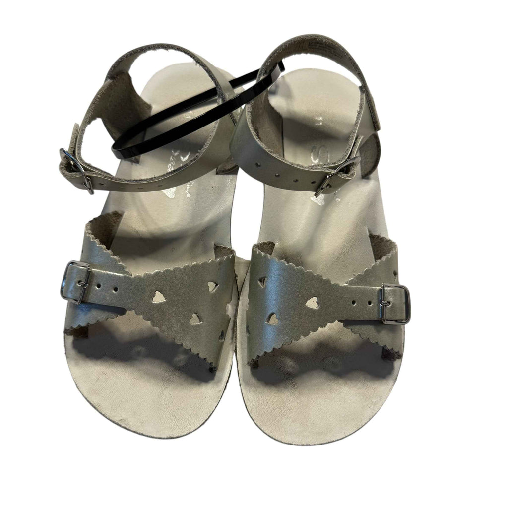 Salt Water Sandals by Hoy Shoe Sweetheart Silver Size 11 Little Kid - Ready Kids Canada