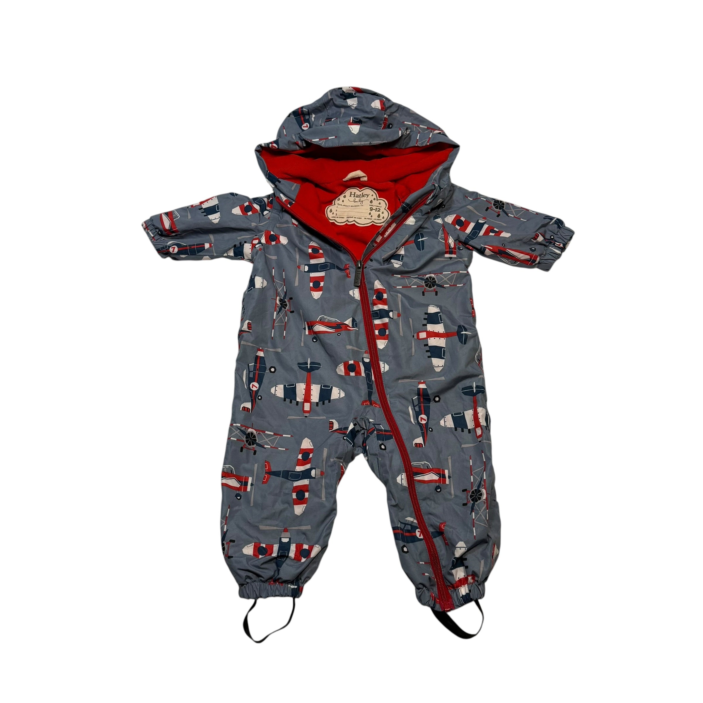 Hatley 9-12 Months Fleece Lined Insulated Rain Suit with Stirrups