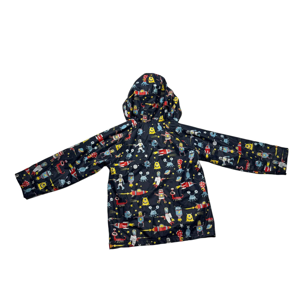 Hatley Aliens Kids Size 7 Rain Jacket