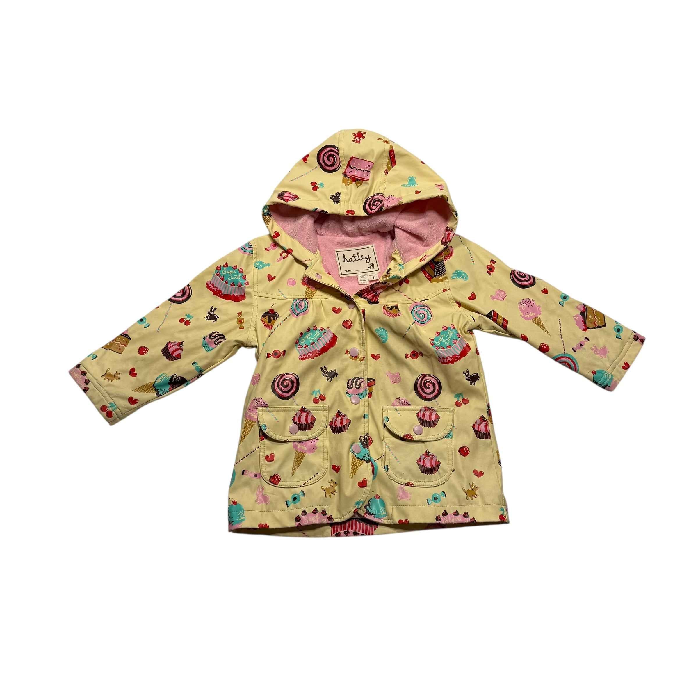 Hatley Cupcakes and Sweets Rain Jacket Toddler Size 3