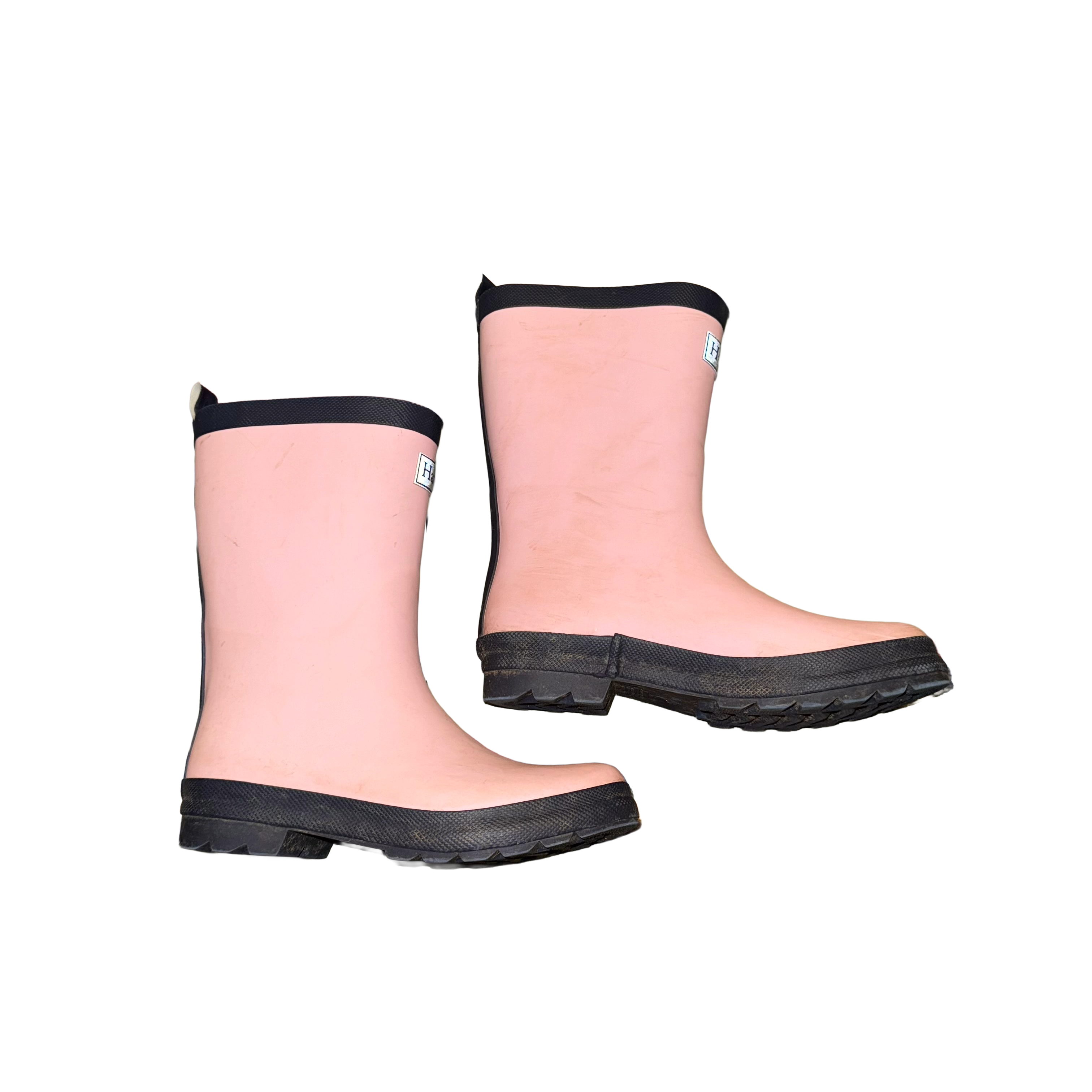 Hatley pink and navy matte big kids size 2 rain boots waterproof