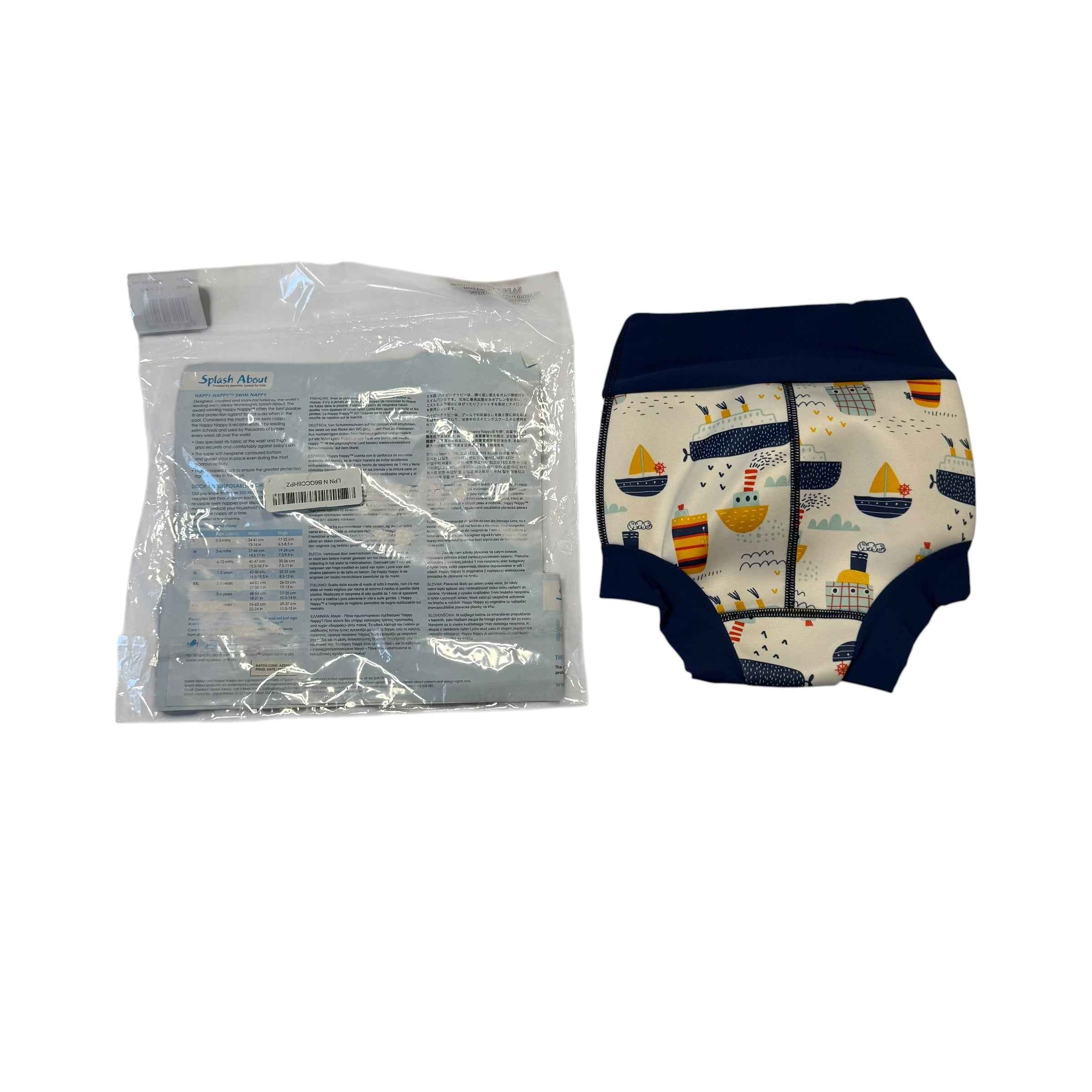 Splash About Kids Happy Nappy Reusable Neoprene Swim Diaper - Tug Boats - Size 3XL / 3-4 Years - Ready Kids Canada