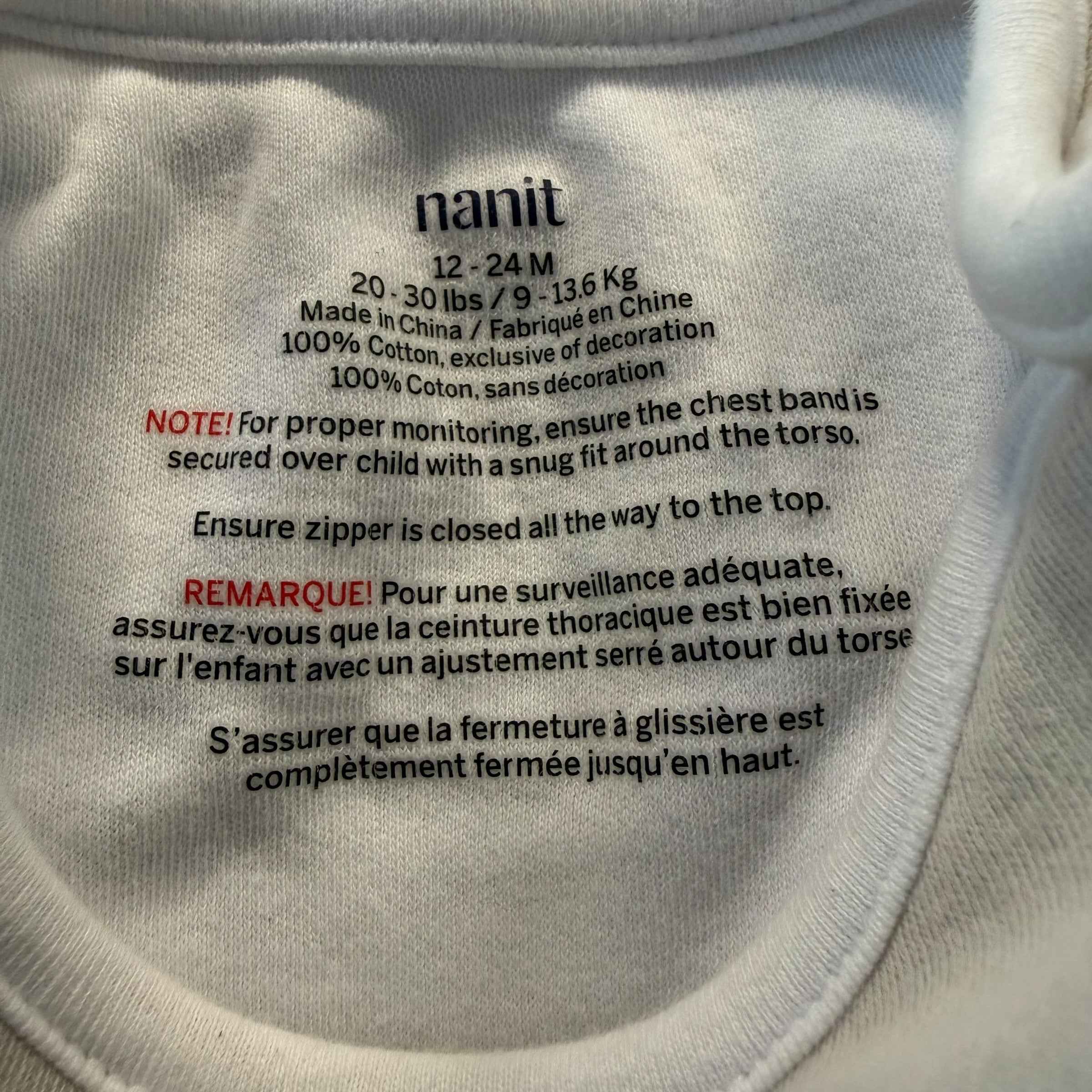 Nanit Breathing Wear Baby Sleeping Bag Sleep Sack - Khaki Beige Grid - Size 12-24 Months - Ready Kids Canada