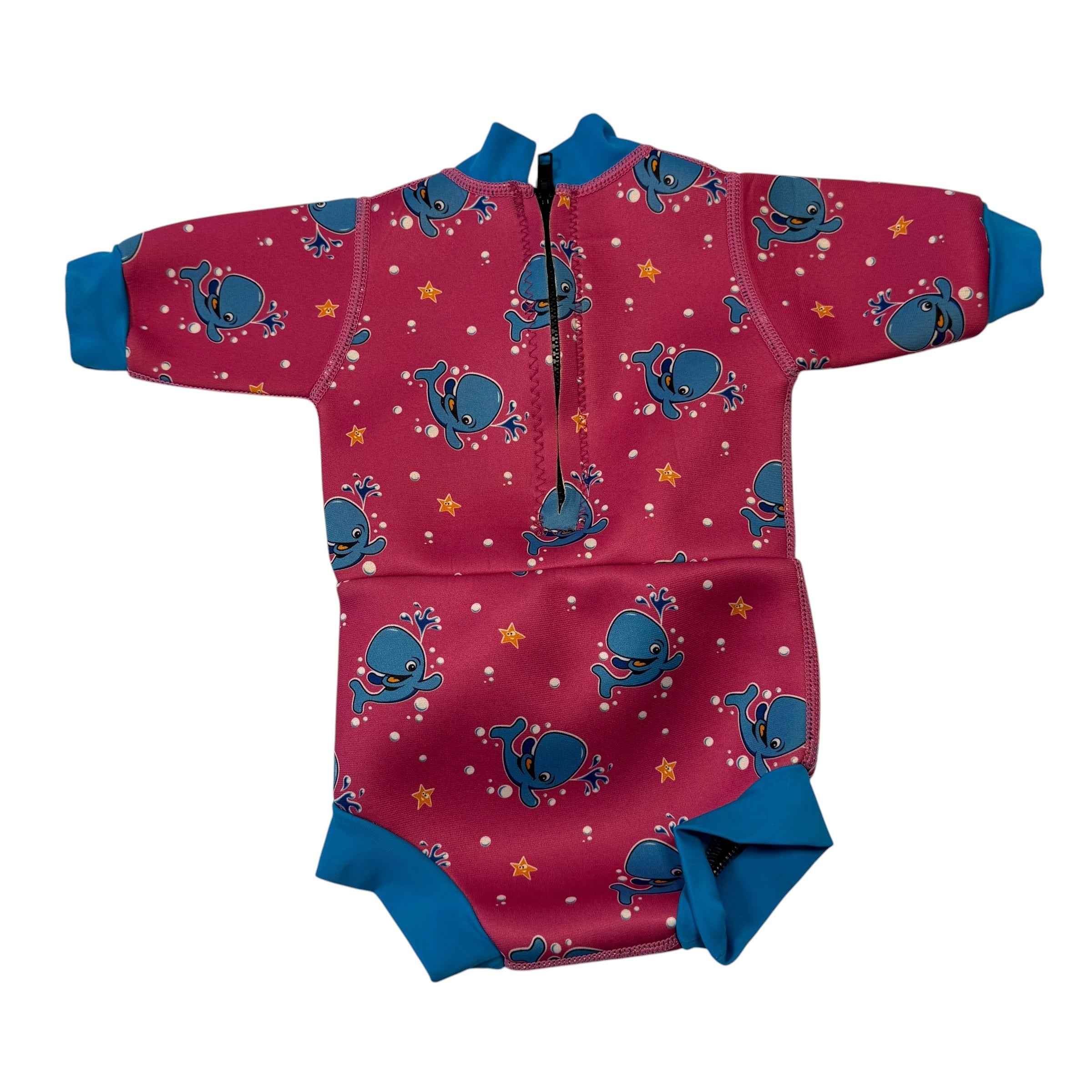 Water Babies Bubba Happy Nappy 2-in-1 Baby Wetsuit - Pink Whale Print, Size Medium - Ready Kids Canada