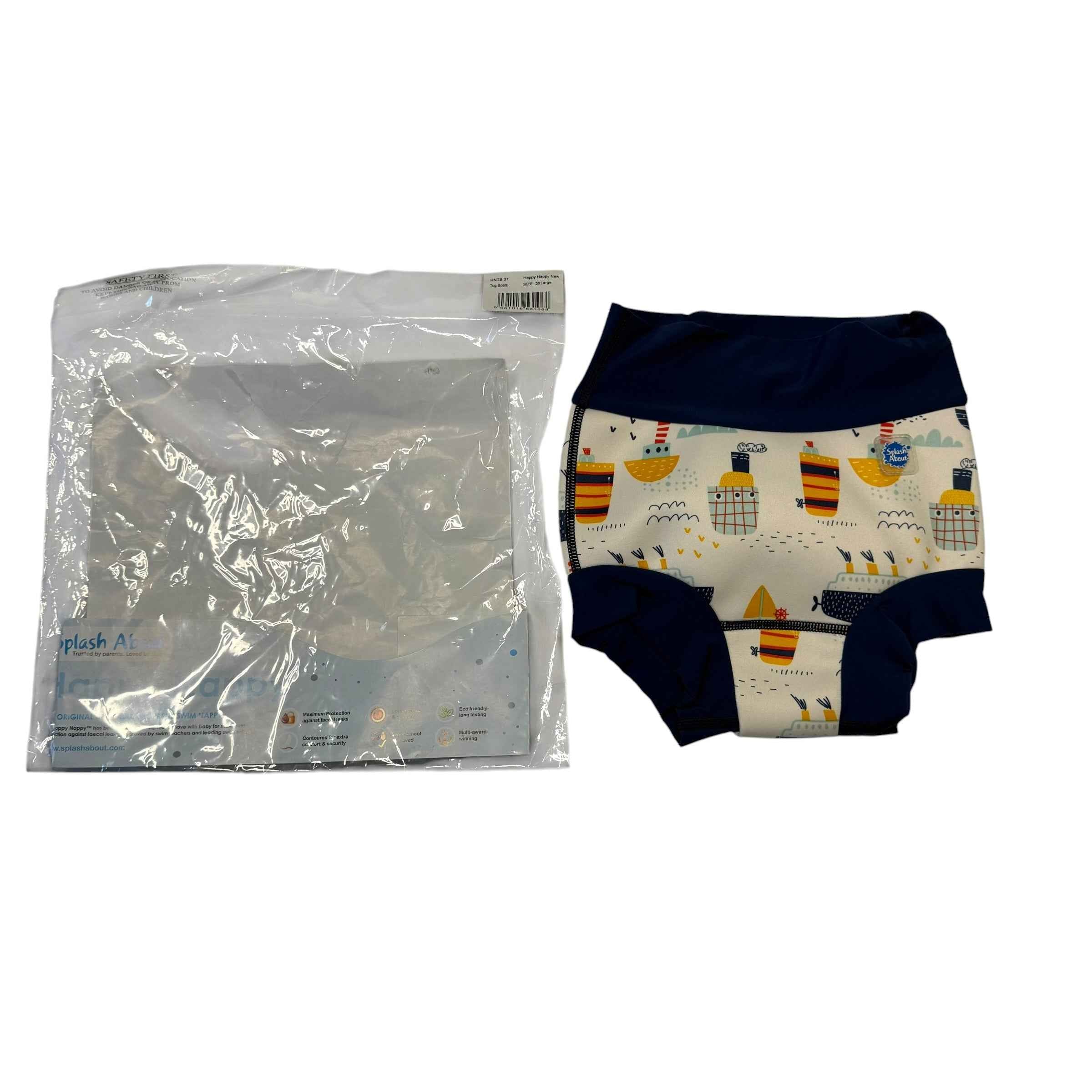 Splash About Kids Happy Nappy Reusable Neoprene Swim Diaper - Tug Boats - Size 3XL / 3-4 Years - Ready Kids Canada
