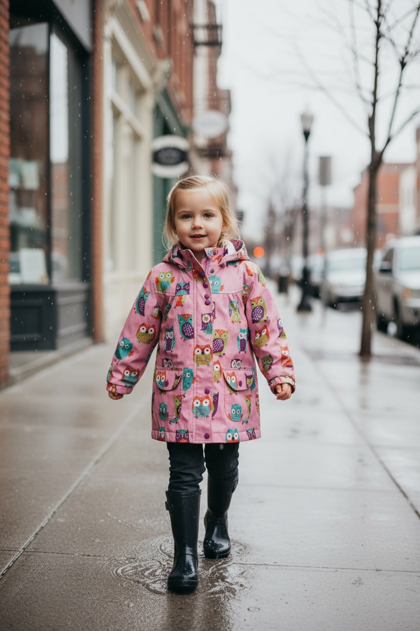 Hatley Kids Size 4 Owl Rain Jacket Pink - Ready Kids Canada