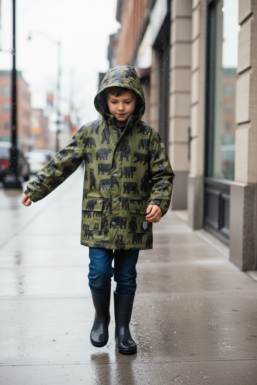 Hatley Kids Size 7 Lined Rain Jacket Bears - Ready Kids Canada