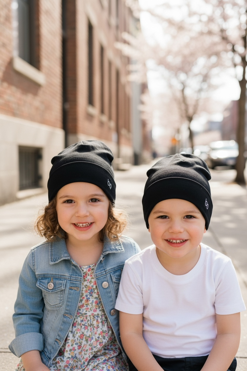 Babyfied Apparel Beanie x 6 Black NEW 6-36 Months