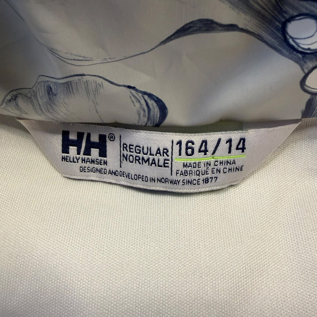 Helly Hansen Kids Rain Jacket - Blue & White Floral (Size 164 / 14 Years) - Ready Kids Canada