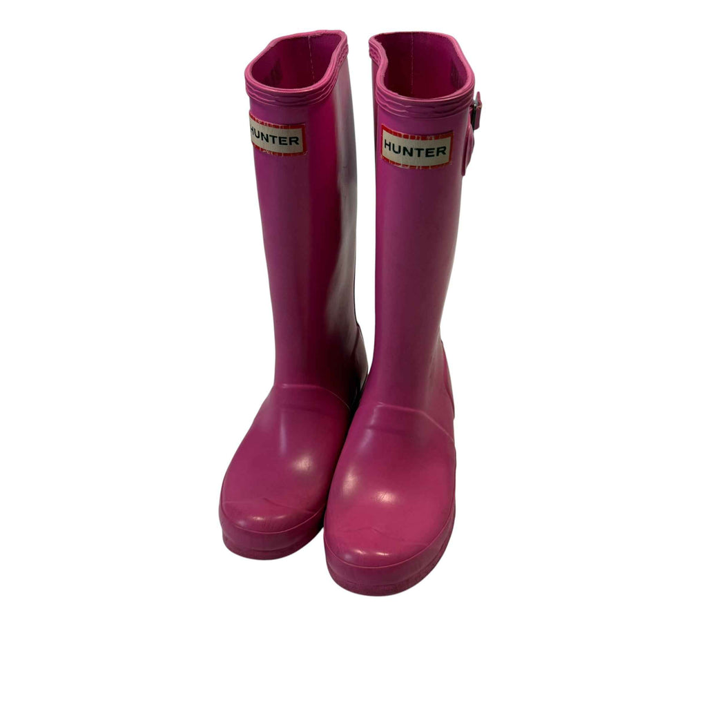 Hunter Kids Original Big Kids Bright Pink Rain Boots Size 4