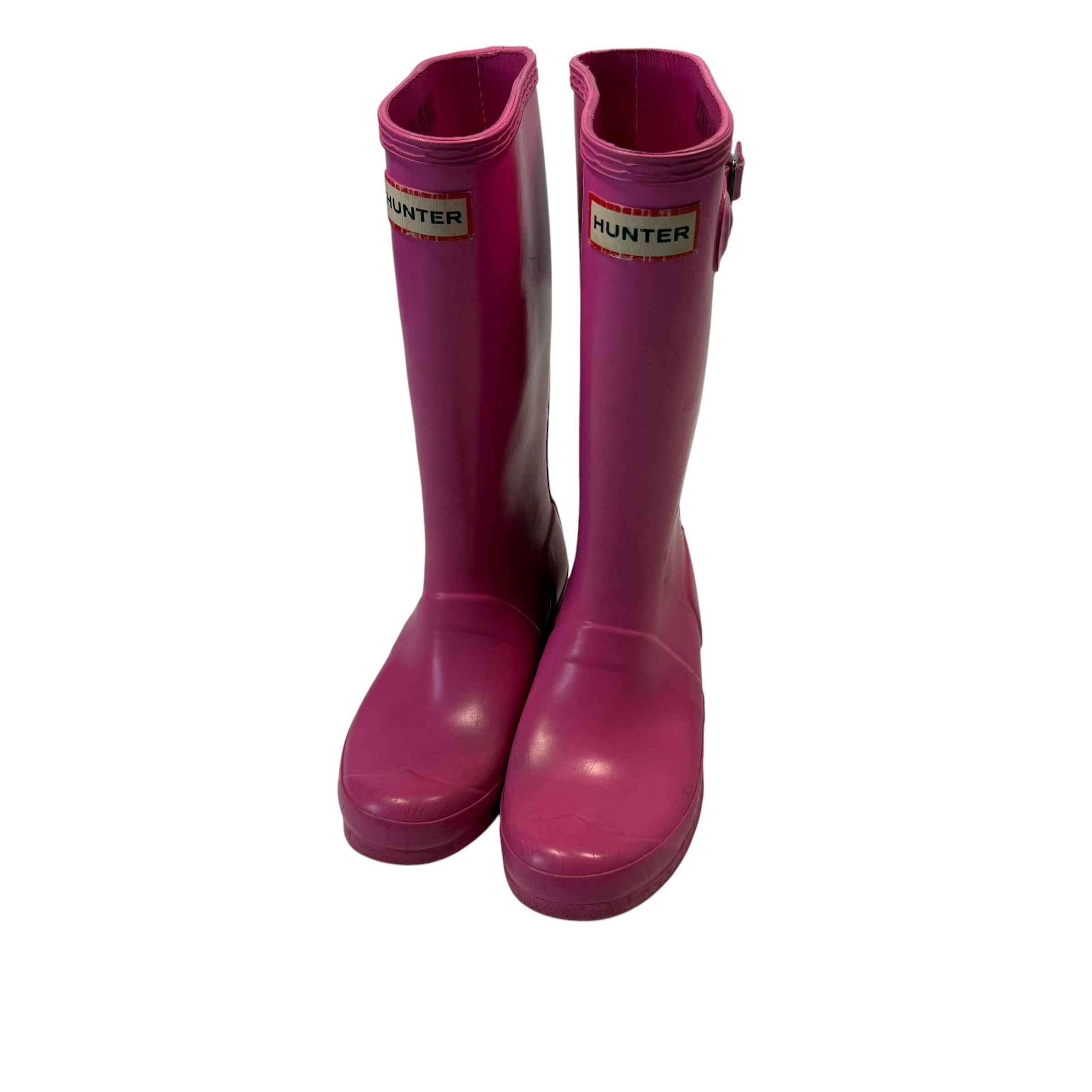 Hunter Kids Original Big Kids Bright Pink Rain Boots Size 4