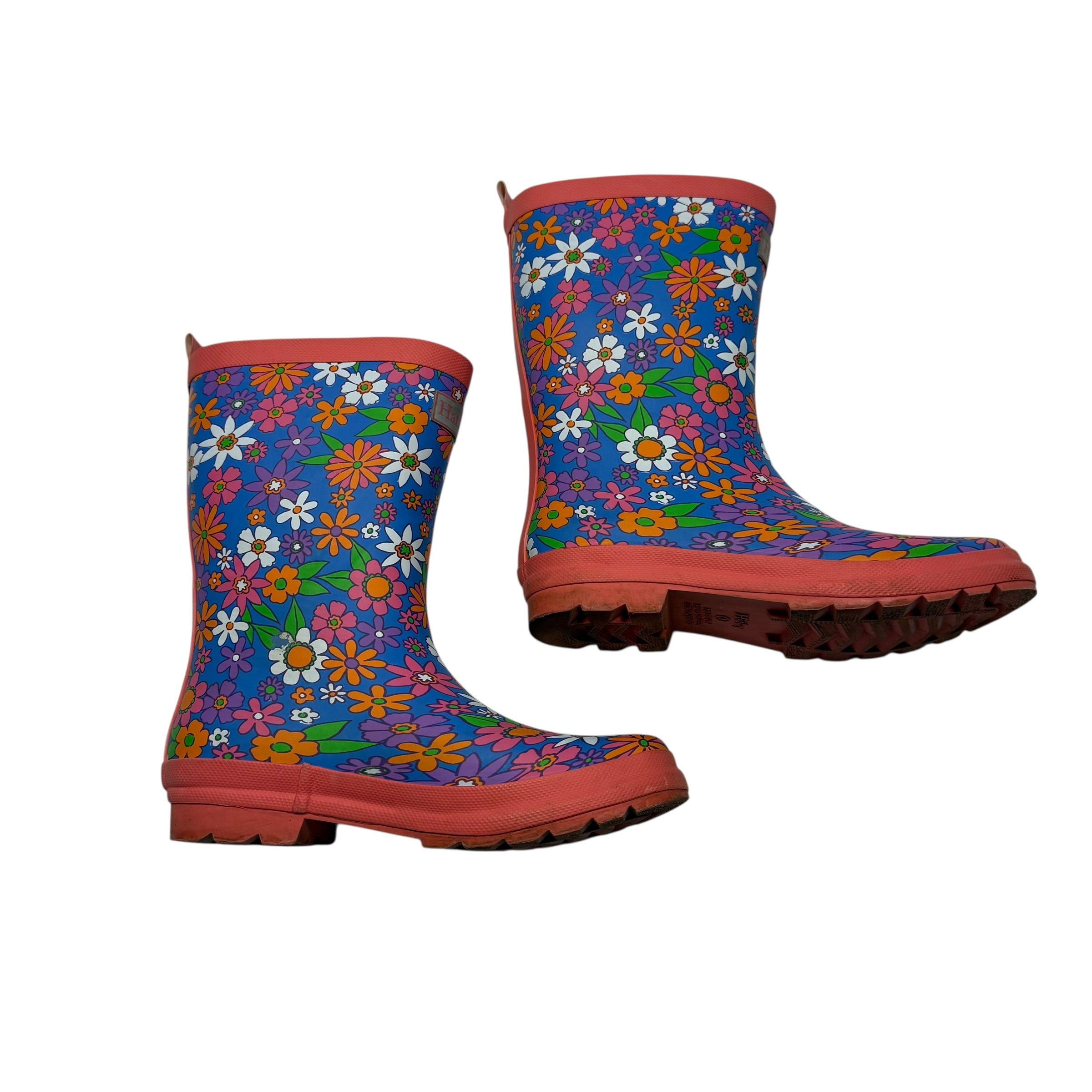 Hatley Kids' Retro Floral Matte Rain Boots in Big Kid Size 4 - Ready Kids Canada