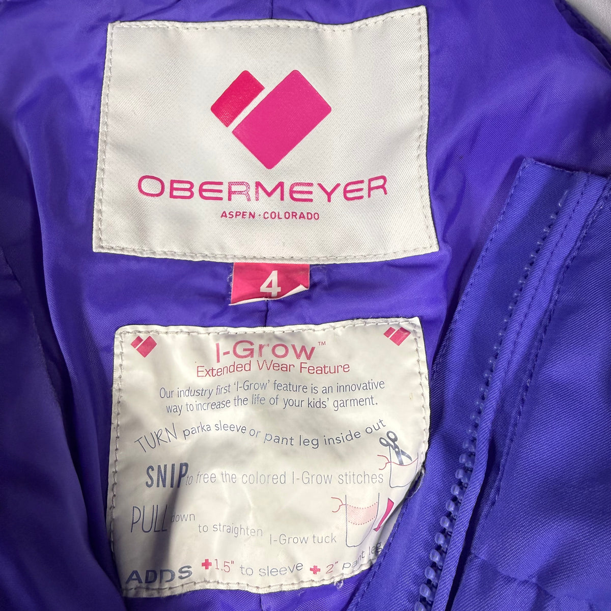 Obermeyer Kids' Snoverall Insulated Bib Snow Pants Size 4 Purple - Ready Kids Canada