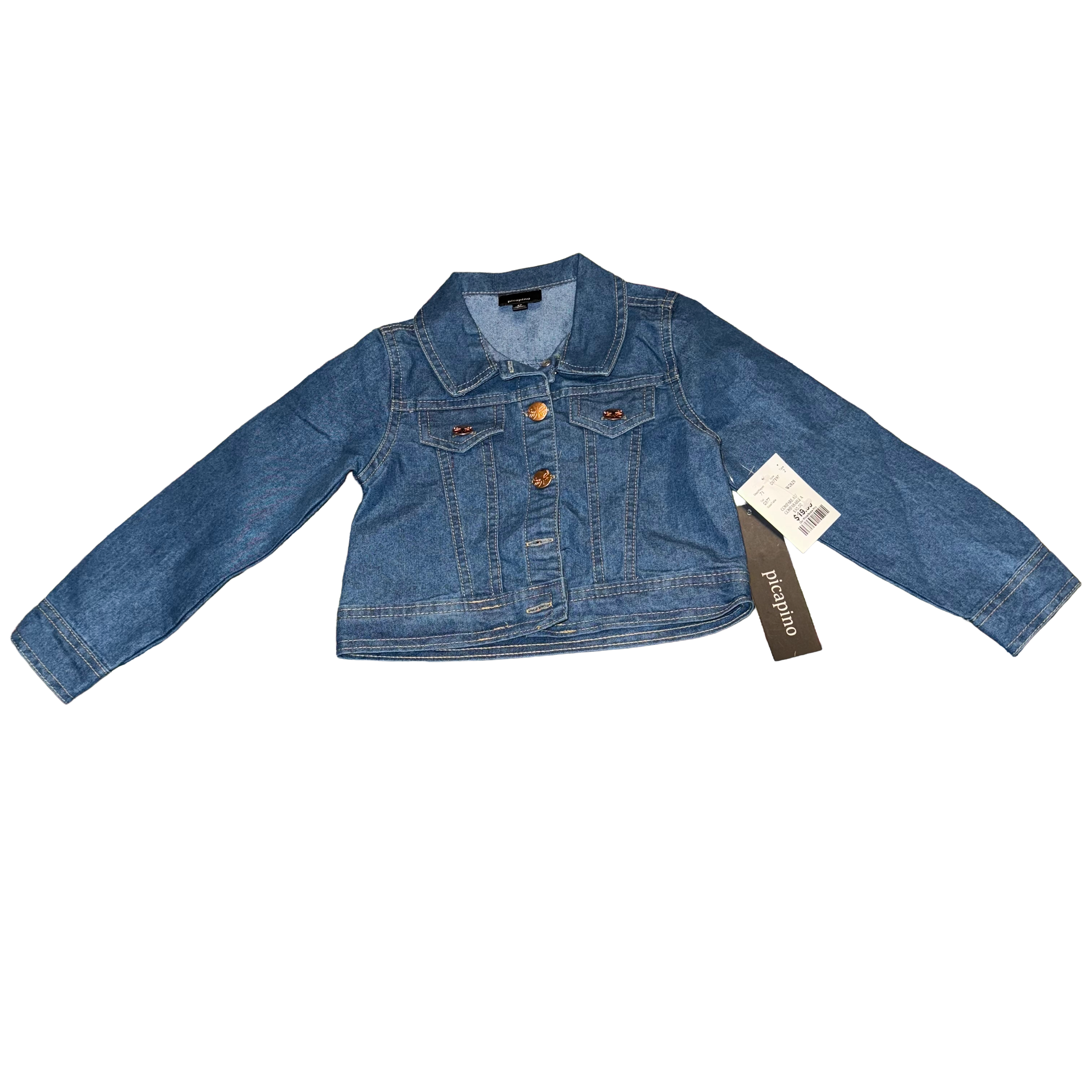 Picapino 4T jean denim jacket brand new with tags BNWT copper buttons