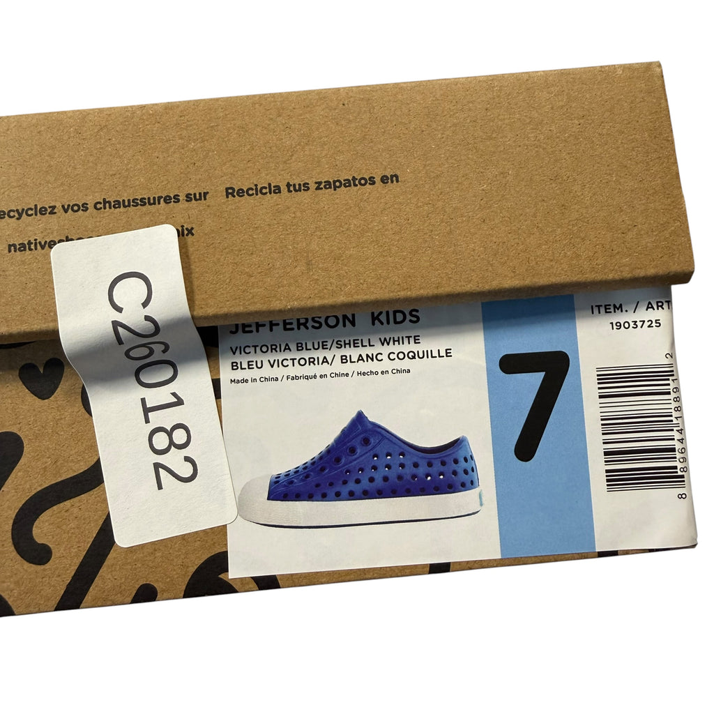 NIB Native Shoes Kids Jefferson Slip-On Sneakers – Blue – Size Child 7 (C7) - Ready Kids Canada