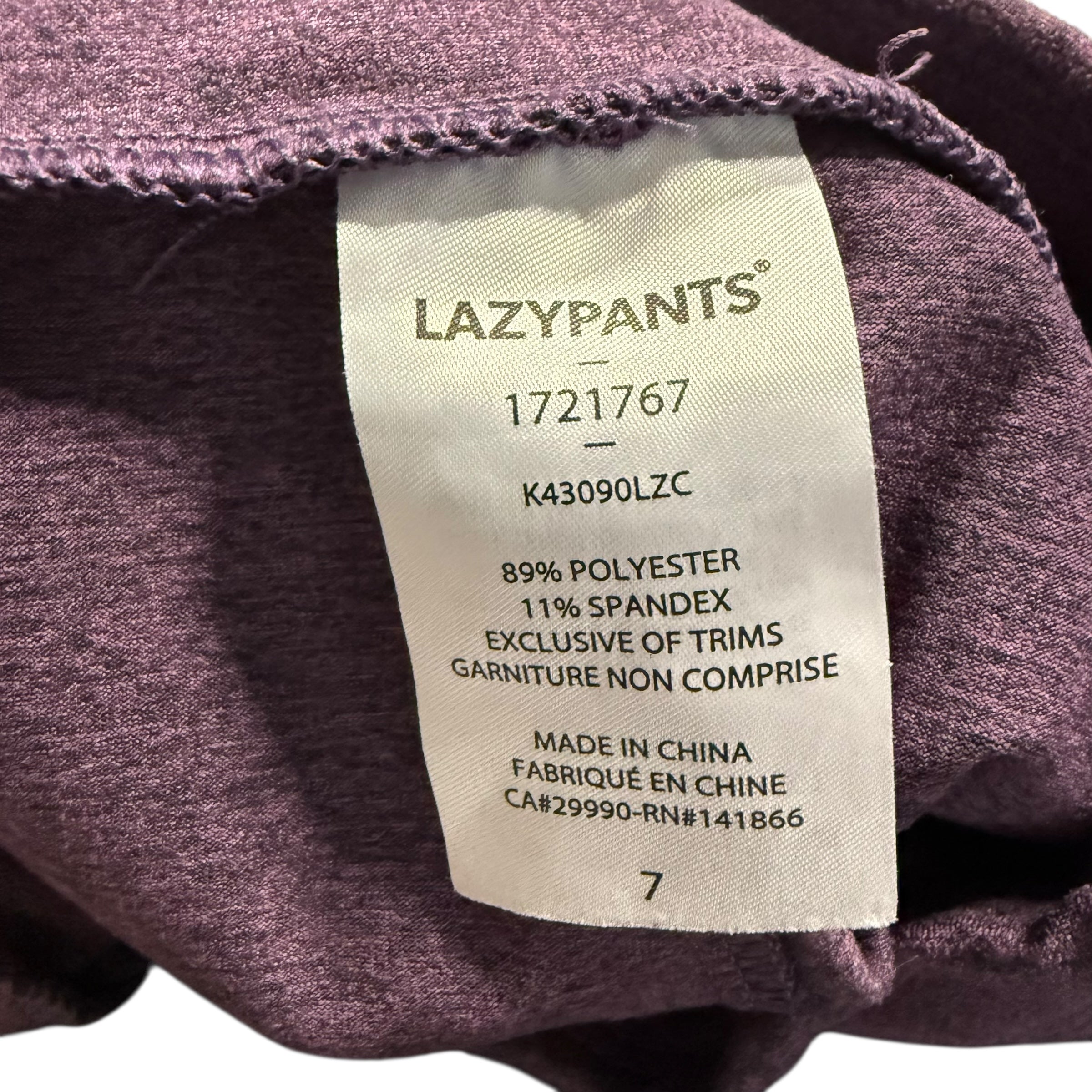 Lazy Pants Purple Leggings Girls Size 7