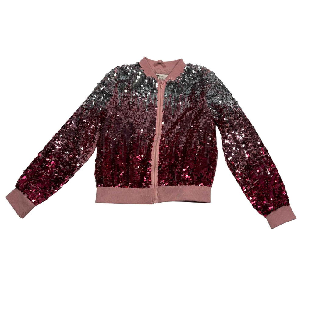 H&M Kids’ Sequined Bomber Jacket – Pink & Silver Ombré Size 10 Kids