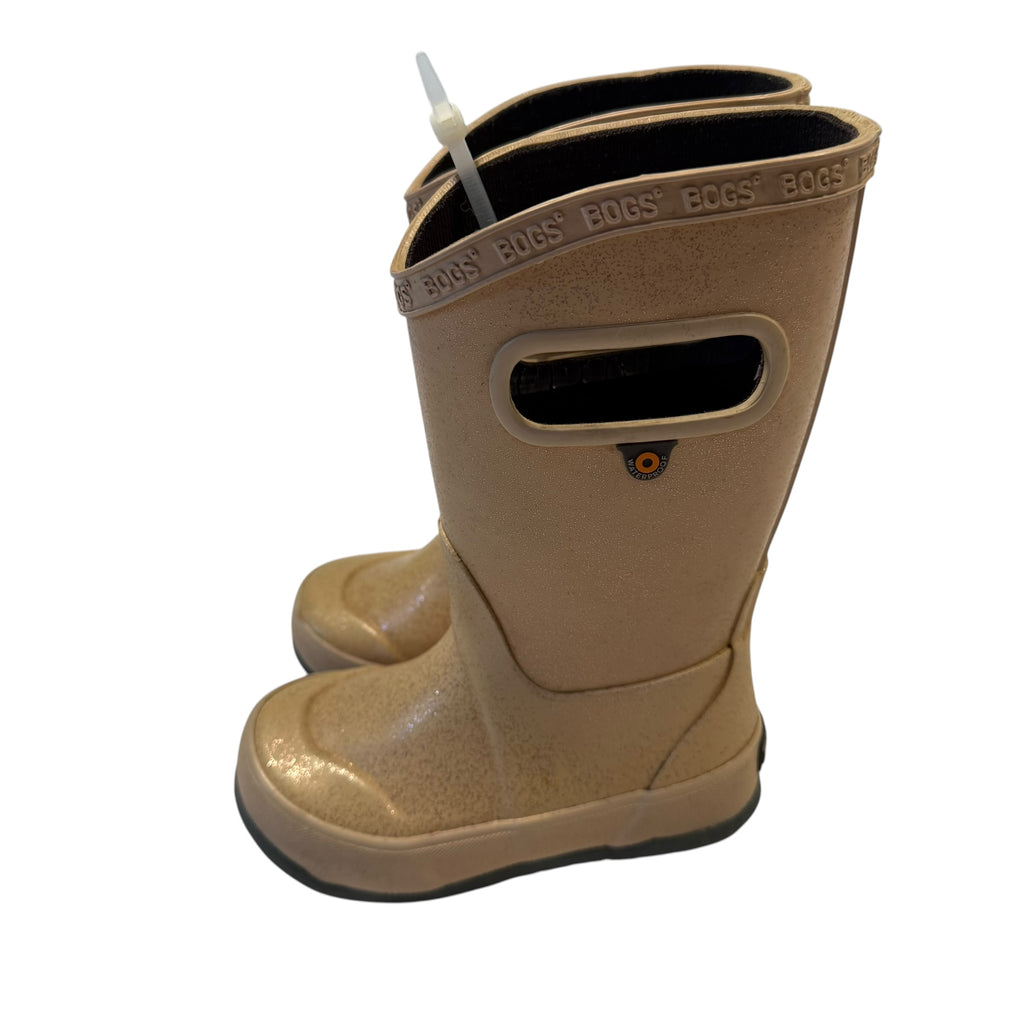 Bogs Kids Classic Glitter Waterproof Rain Boots, Beige Sparkle, Size 8 Little Kid - Ready Kids Canada