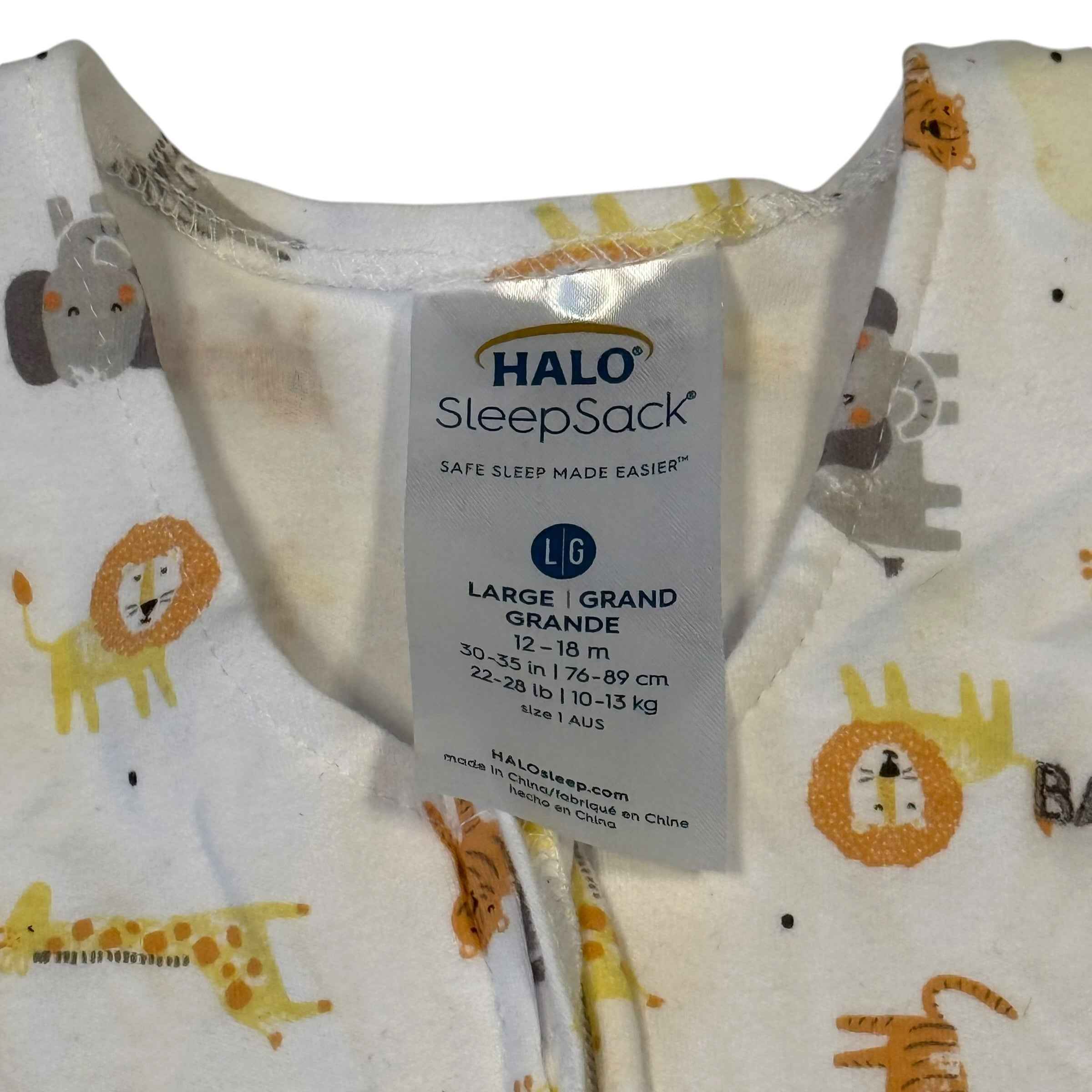 HALO SleepSack Large 12-18m Safari Animal Print - Ready Kids Canada
