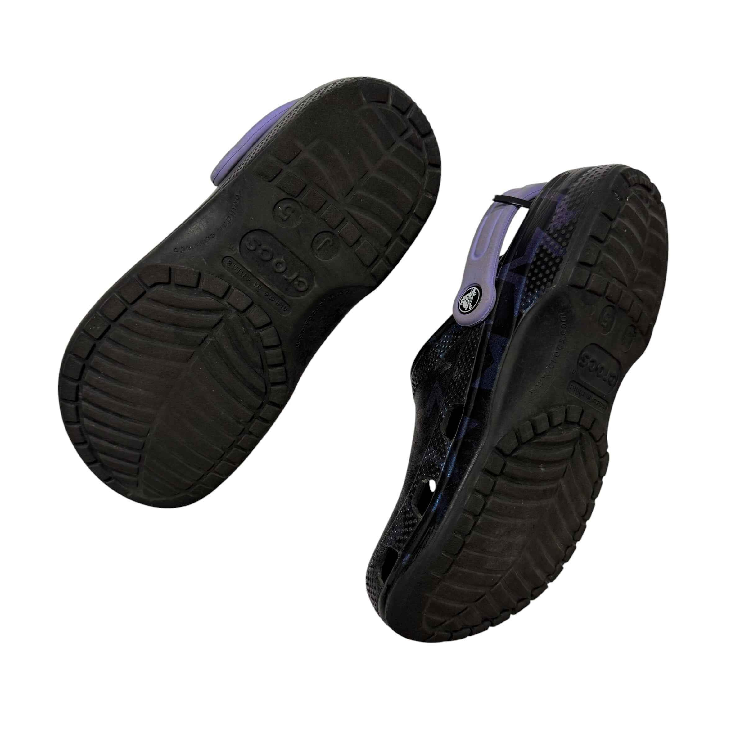 Crocs Black Purple Blue Star Clogs J 5 - Ready Kids Canada