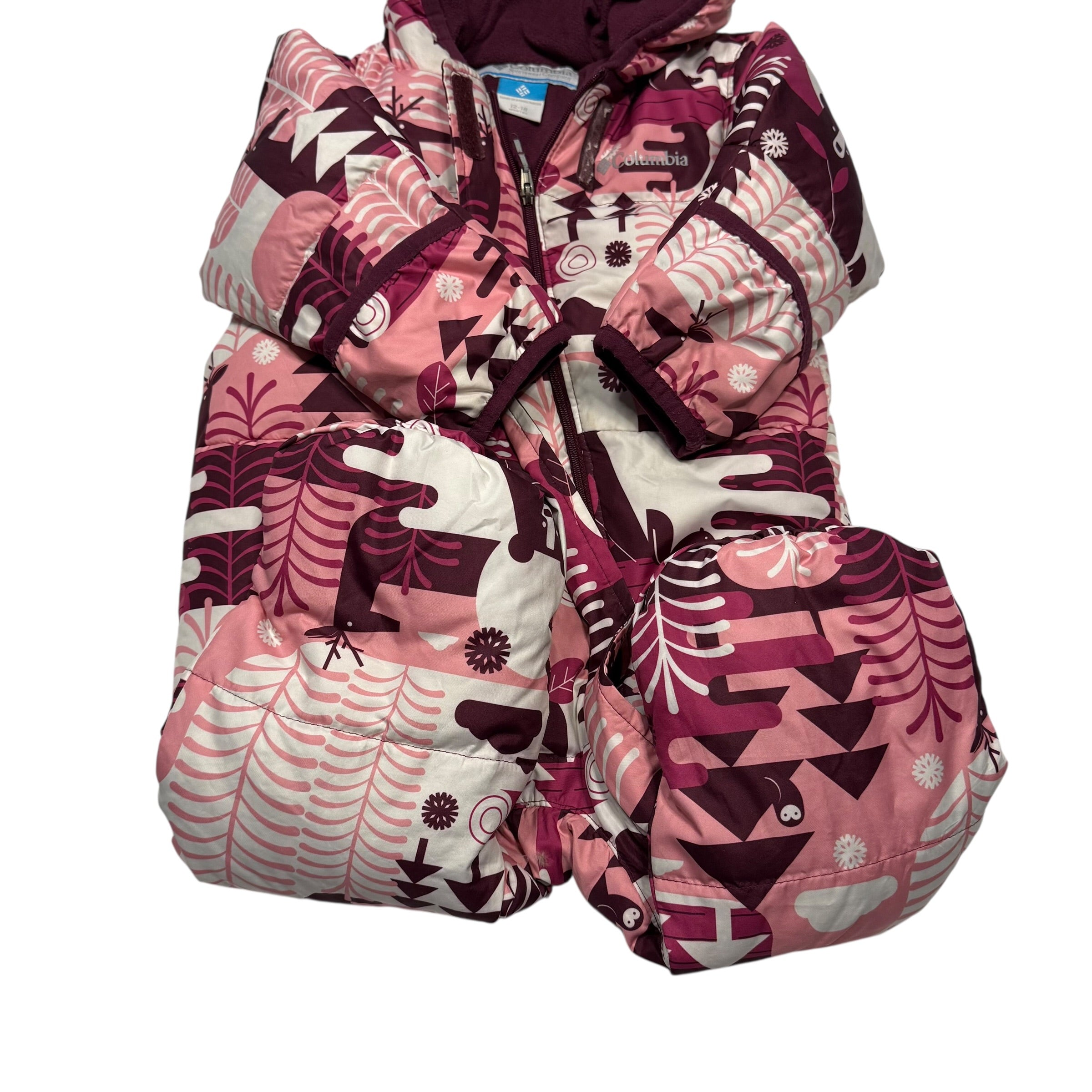 Columbia 12-18 Month Down Snowsuit With Fold Over Hands And Feet