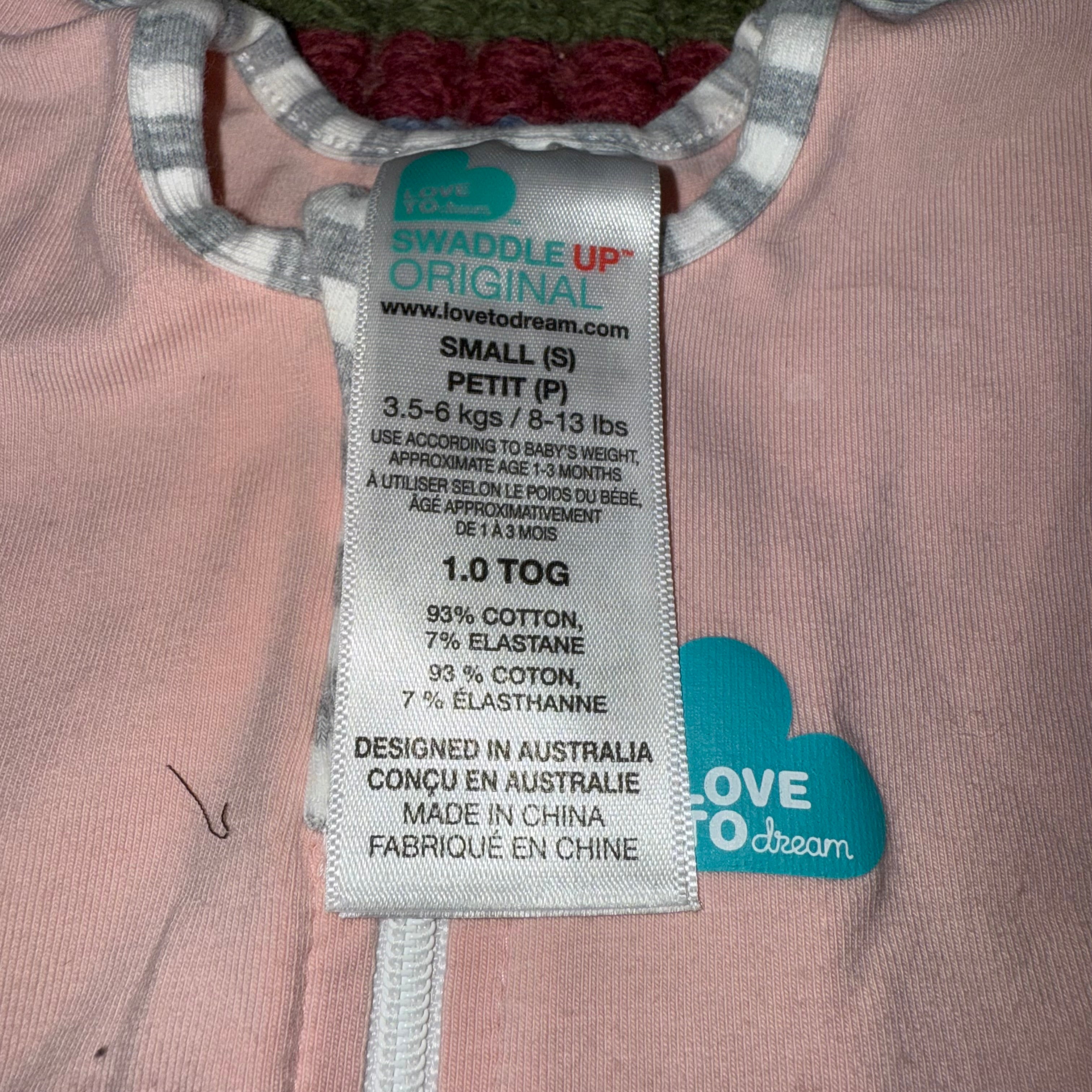 Love to dream swaddle up small 1.0 TOG 8-13 lbs arms up design