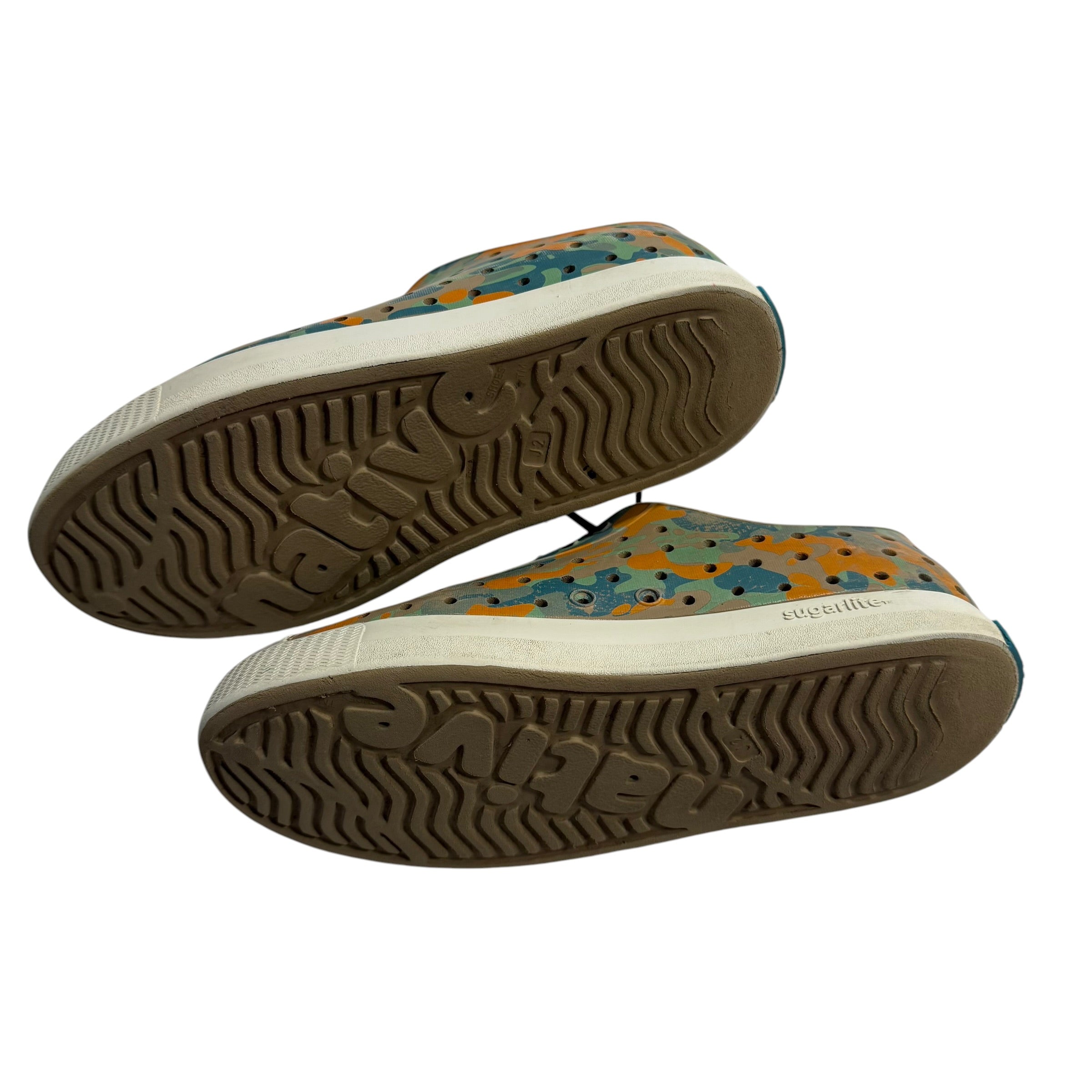 NATIVE Jefferson Sugarlite Print Child Shoes Flax Tan/Shell White/City Eucamo Big Kid 2 - Ready Kids Canada