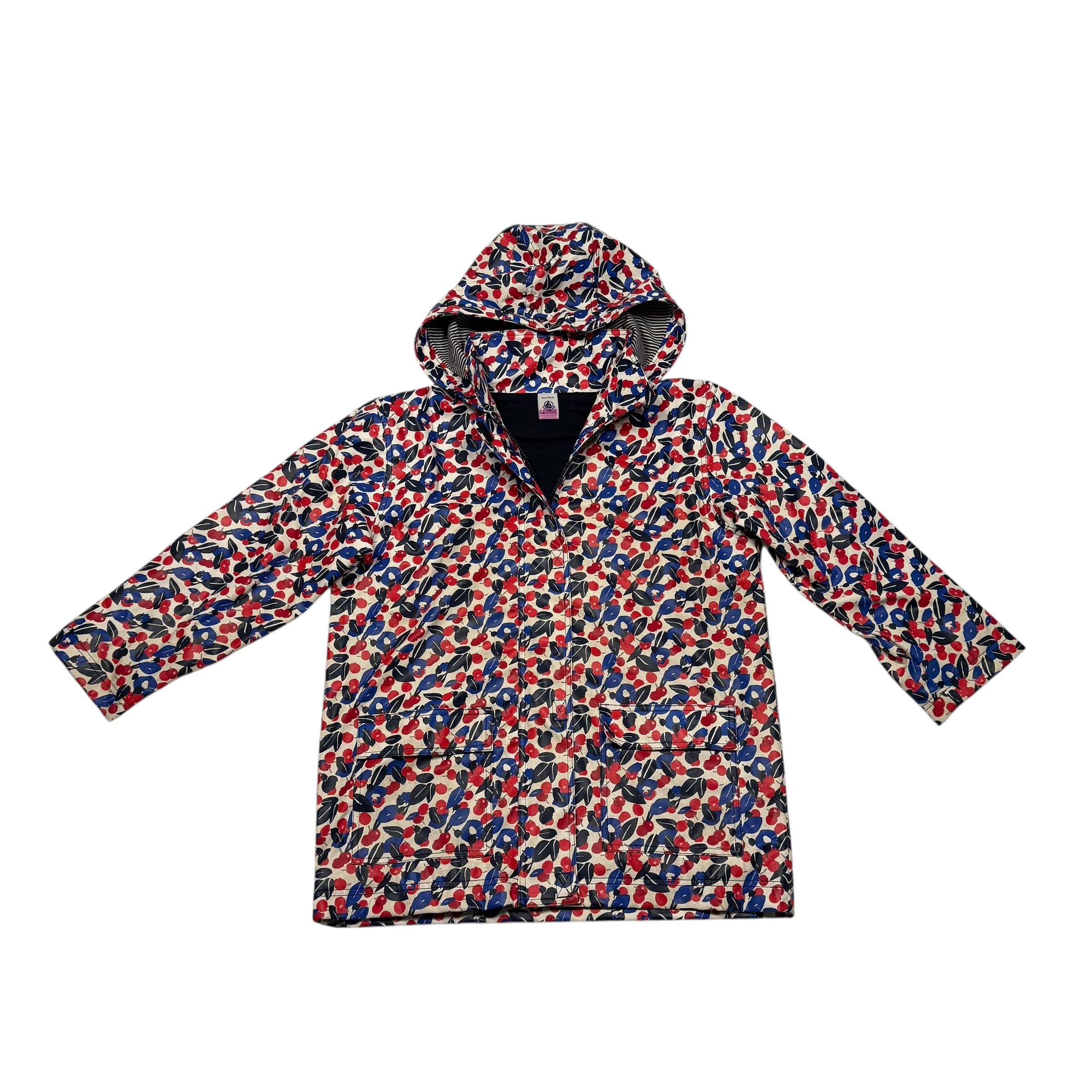 Petit Bateau Kids Size 8 Lined Rain Jacket Cherry Pattern - Ready Kids Canada