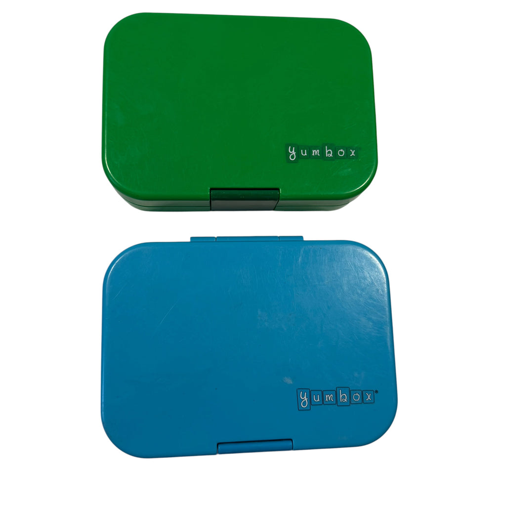 Yumbox Kids Bento Lunch Box Set: 6-Compartment Original (Green) and 4-Compartment Panino (Blue) - Ready Kids Canada