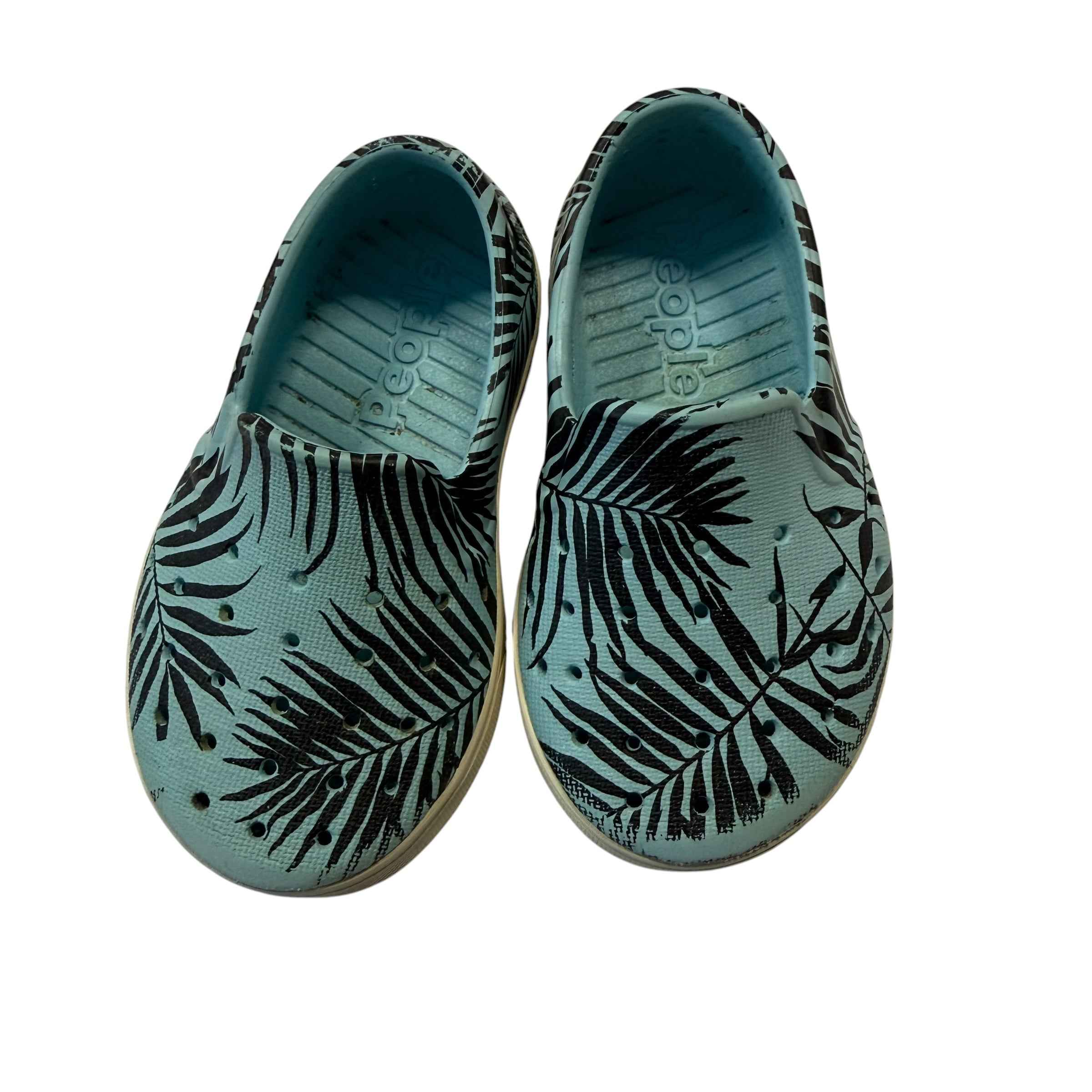 People Footwear Kids Ace Graphic Waterproof Slip-On Shoes - Light Blue Palm Leaf - Size C4 Toddler - Ready Kids Canada