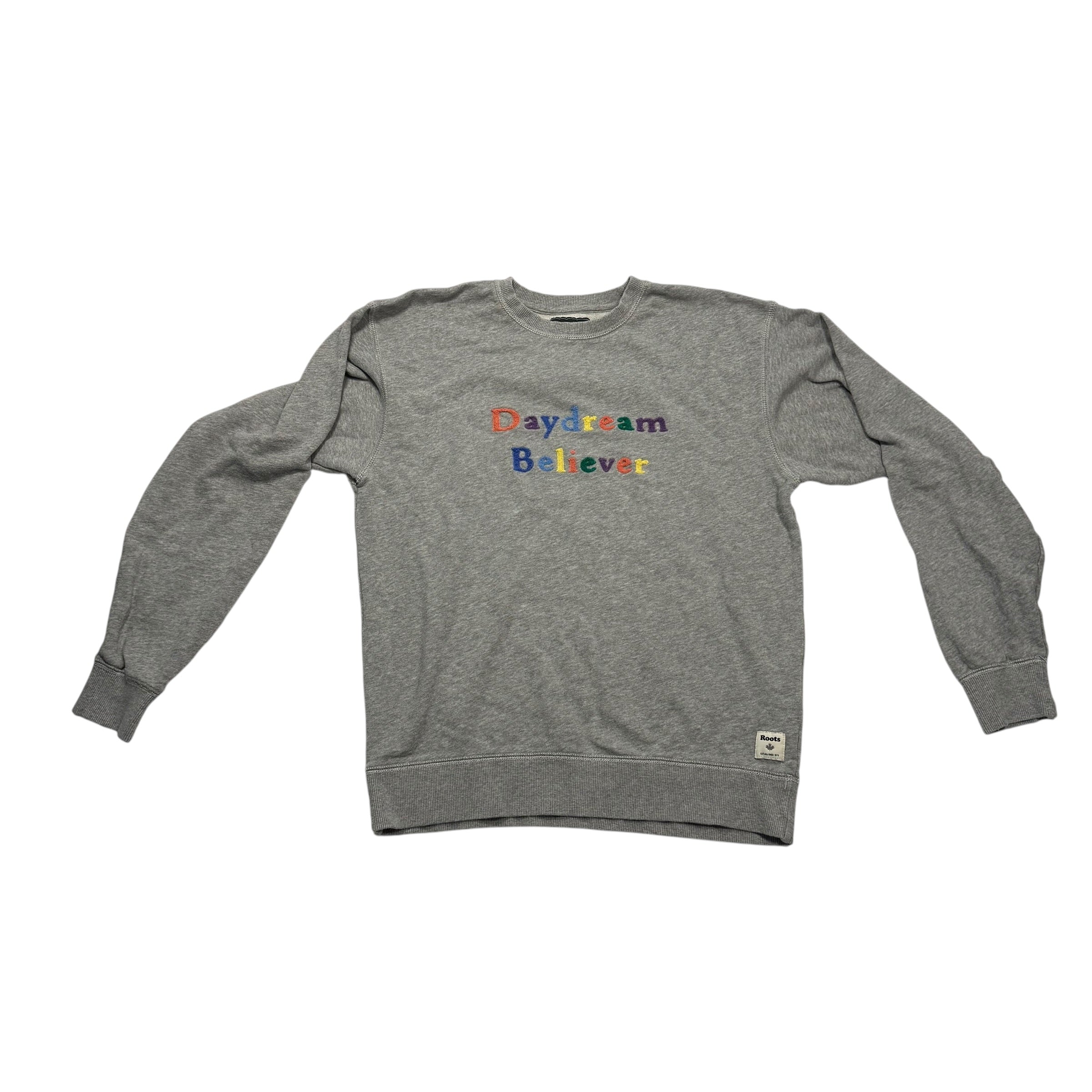 Roots XS Women's Pullover Sweatshirt Daydream Believer Grey and multi-colour design - Ready Kids Canada