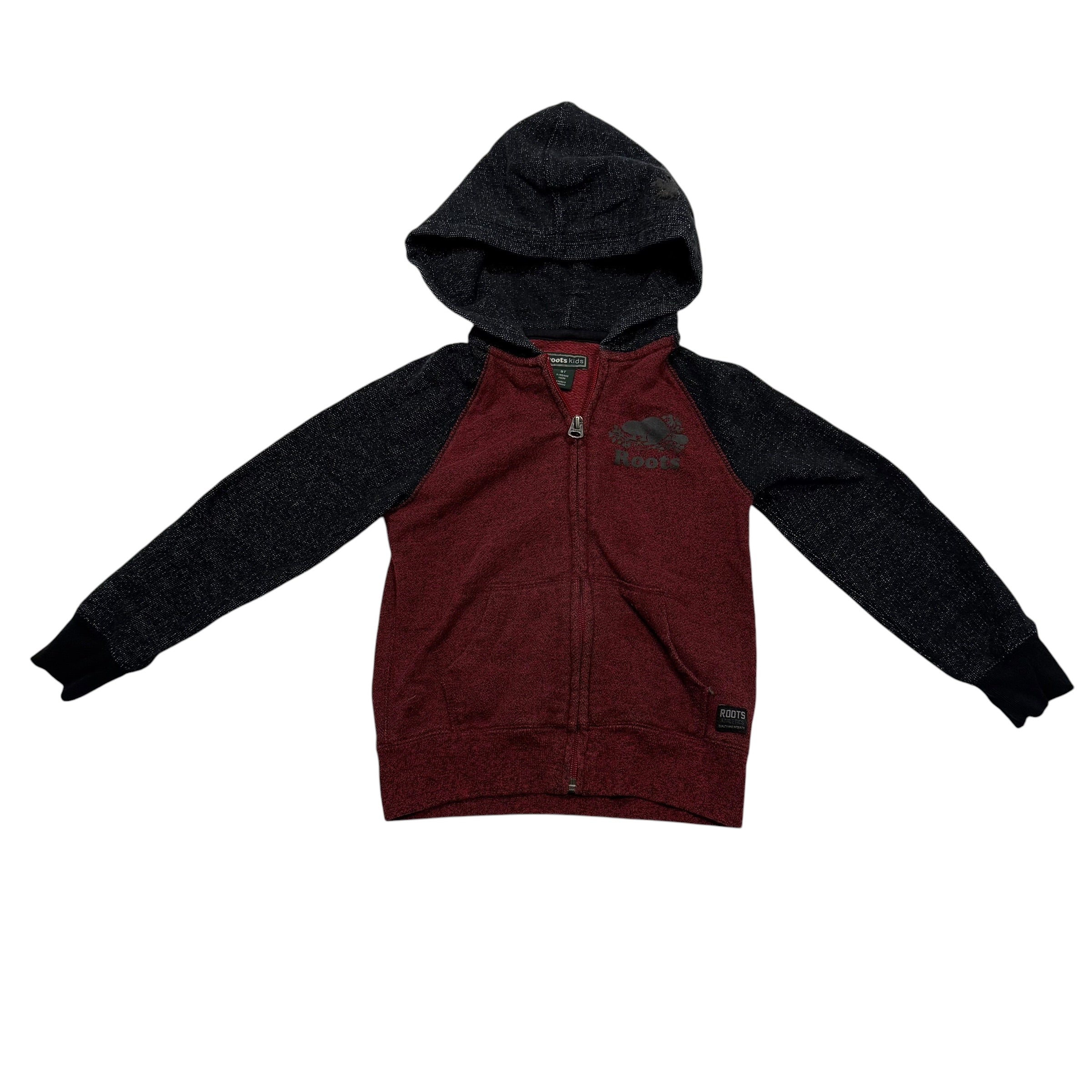 Roots Size 5 Burgendywine Hoodie Full Zip Sweatshirt - Ready Kids Canada