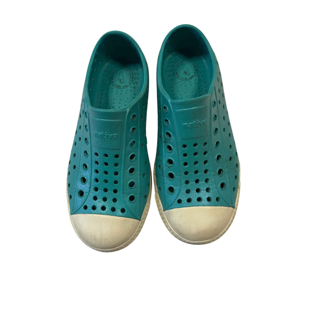 Native Shoes Kids Jefferson Waterproof Slip-On Sneakers - Shiny Teal - Size C12 Little Kid - Ready Kids Canada