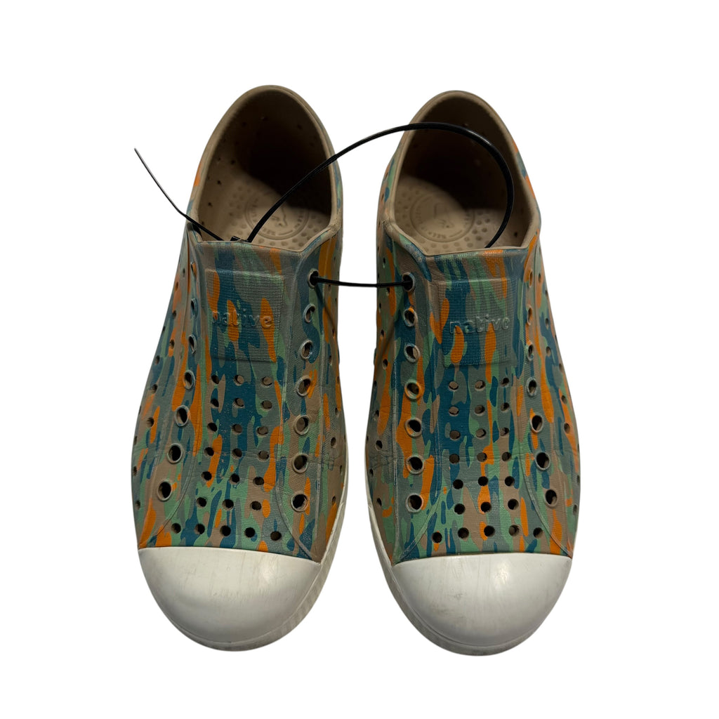 NATIVE Jefferson Sugarlite Print Child Shoes Flax Tan/Shell White/City Eucamo Big Kid 2 - Ready Kids Canada