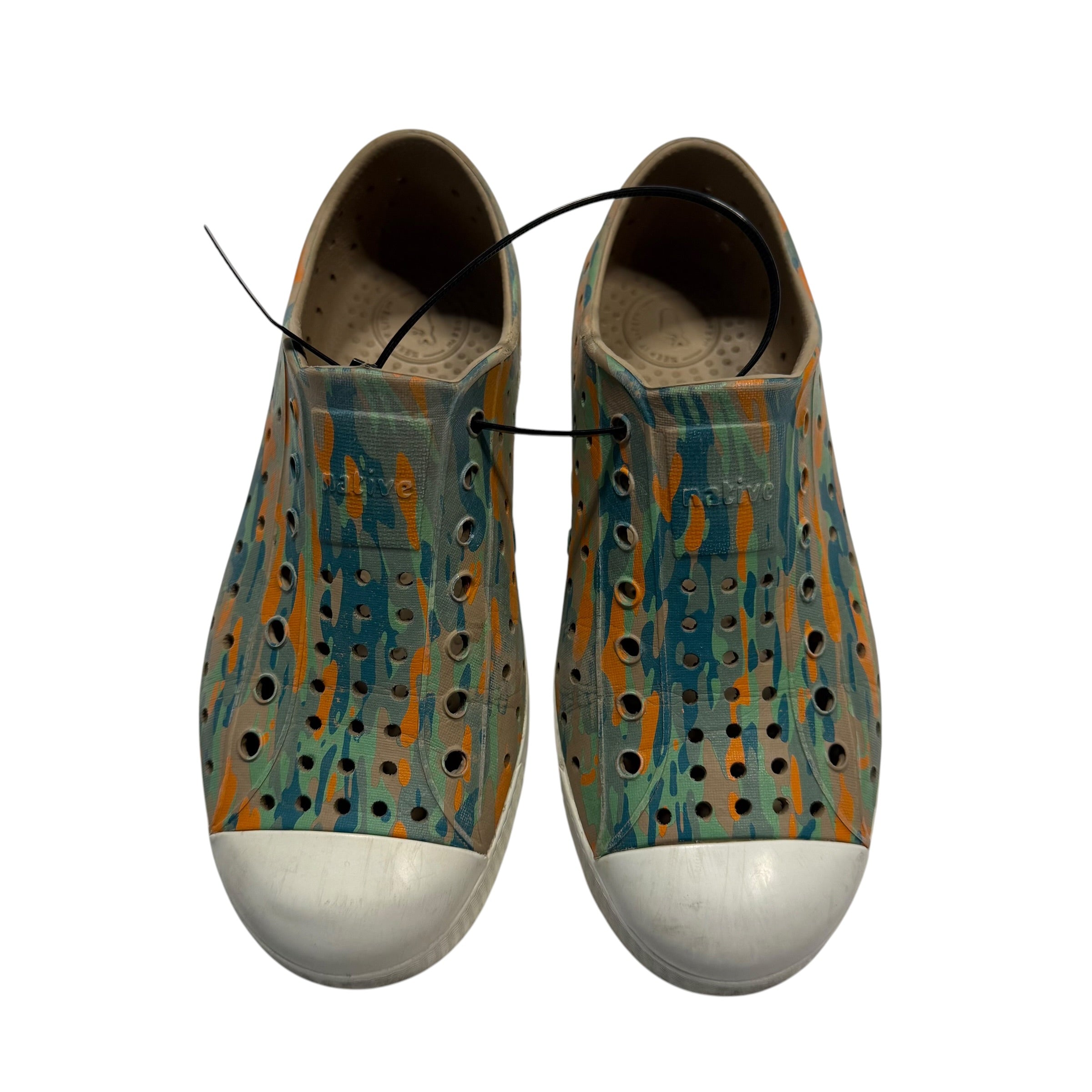 NATIVE Jefferson Sugarlite Print Child Shoes Flax Tan/Shell White/City Eucamo Big Kid 2 - Ready Kids Canada