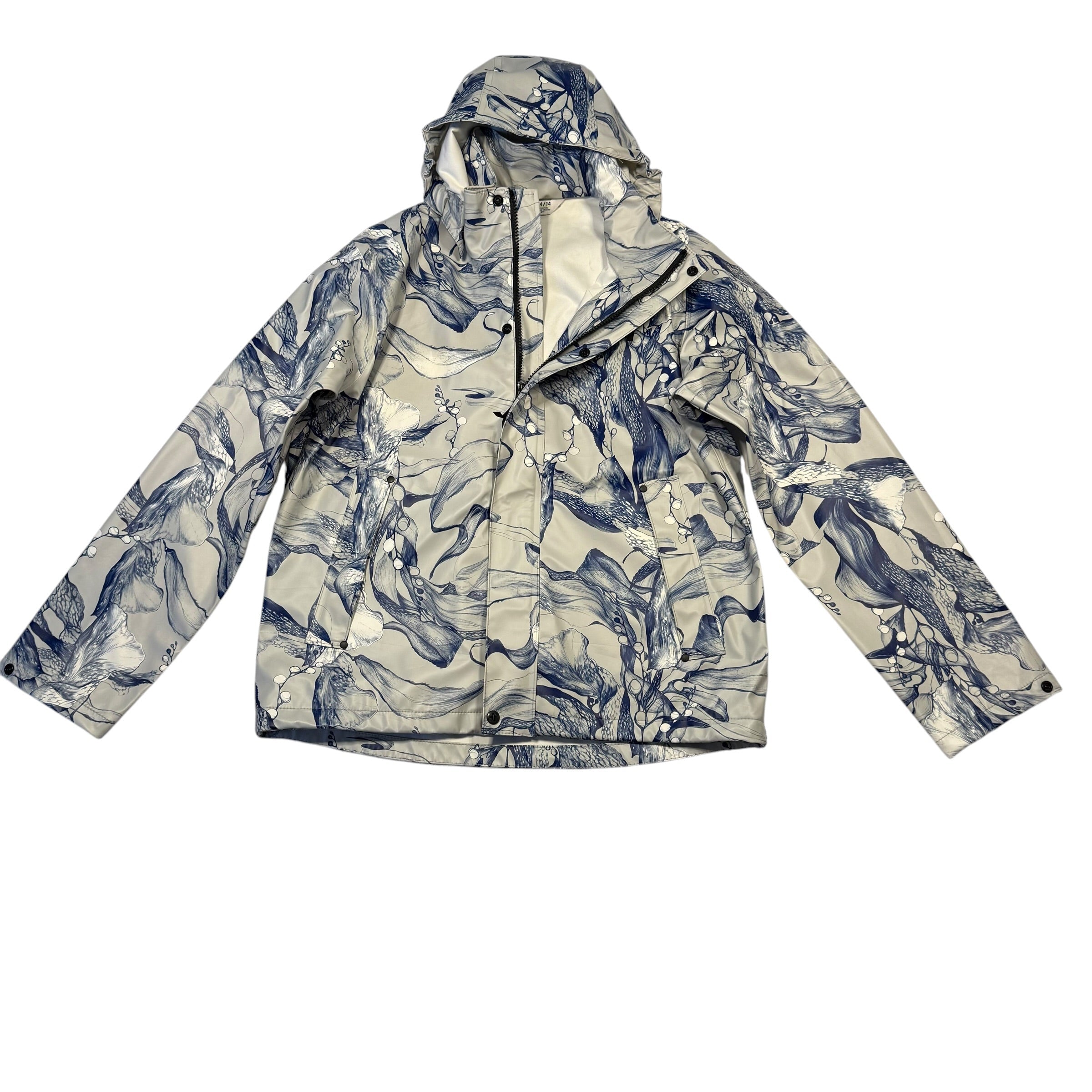 Helly Hansen Kids Rain Jacket - Blue & White Floral (Size 164 / 14 Years) - Ready Kids Canada