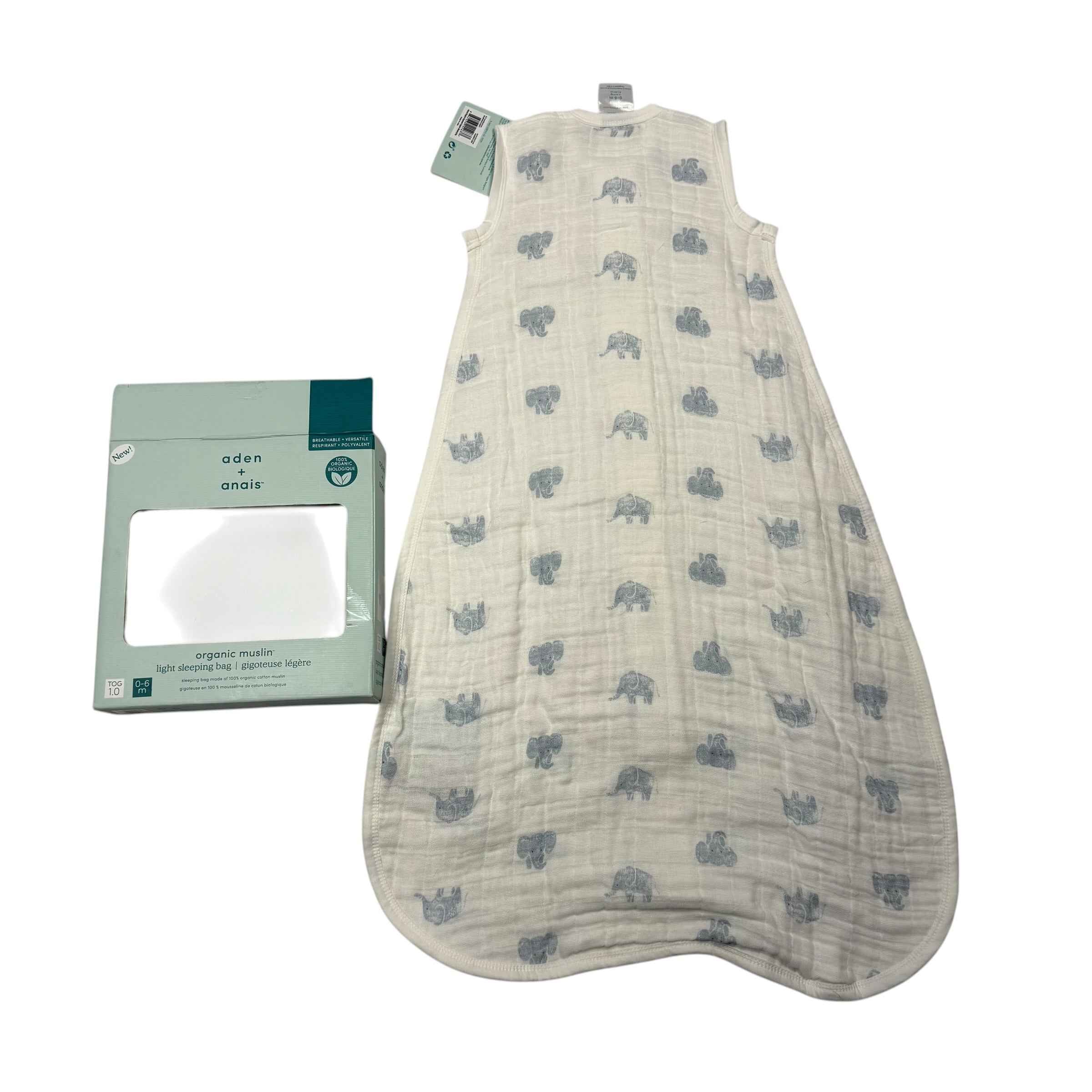 New aden + anais Organic Muslin Elephant Light Sleeping Bag 0-6 Months - Ready Kids Canada
