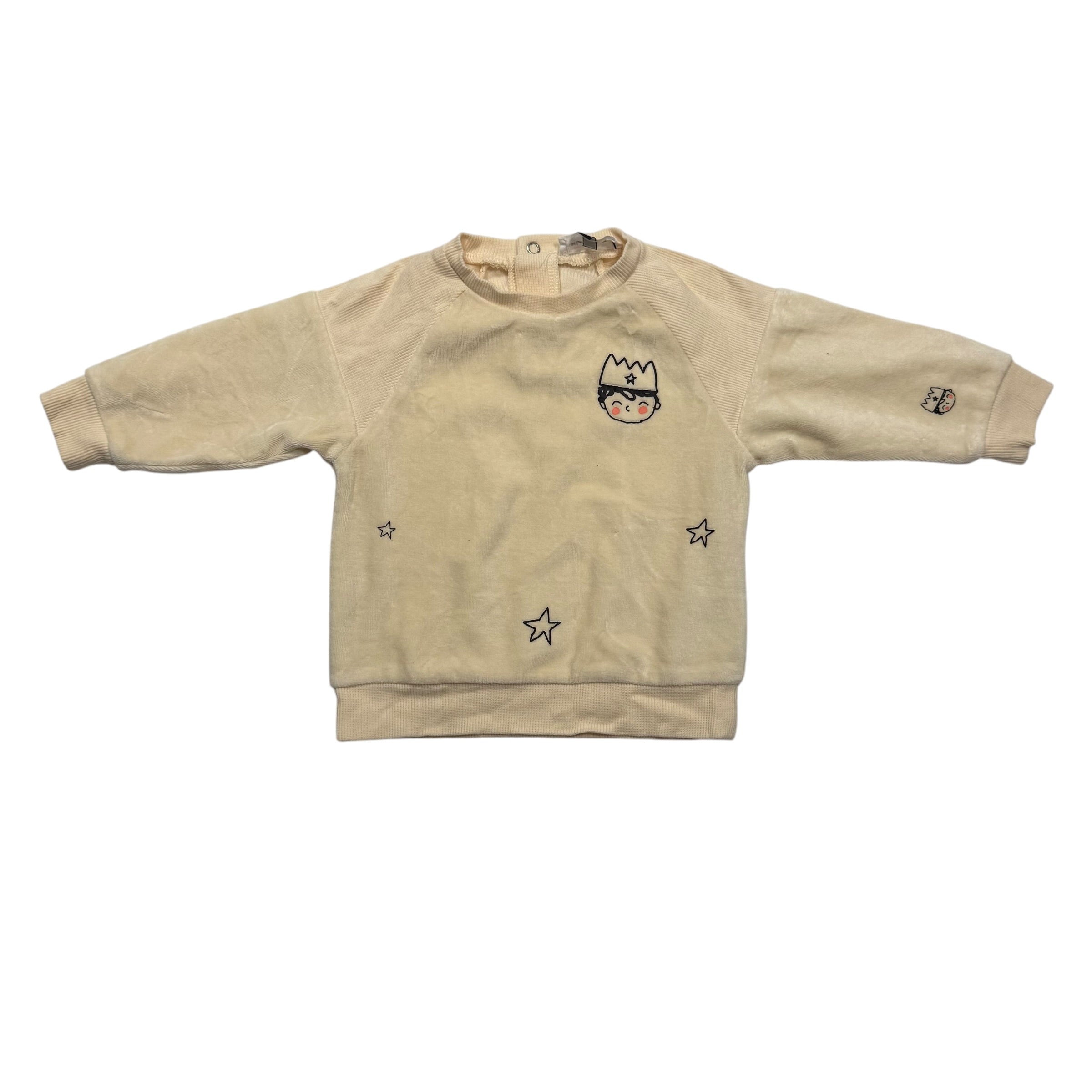 Charlotte & George Princess Print Sweatshirt - Cream (Size 12 Months) - Ready Kids Canada