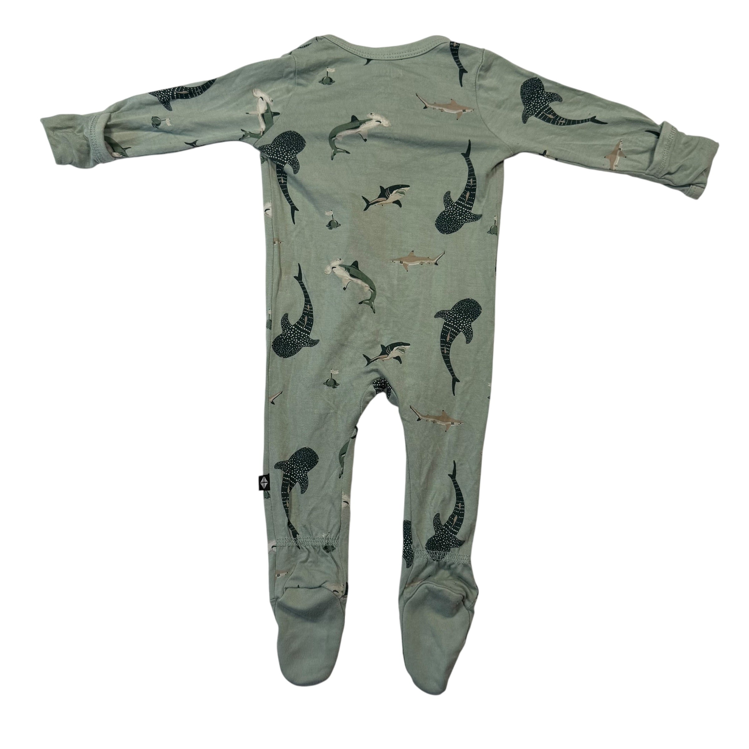 Kyte Baby Printed Zippered Footie – Stream Shark (Size 0-3 Months) - Ready Kids Canada