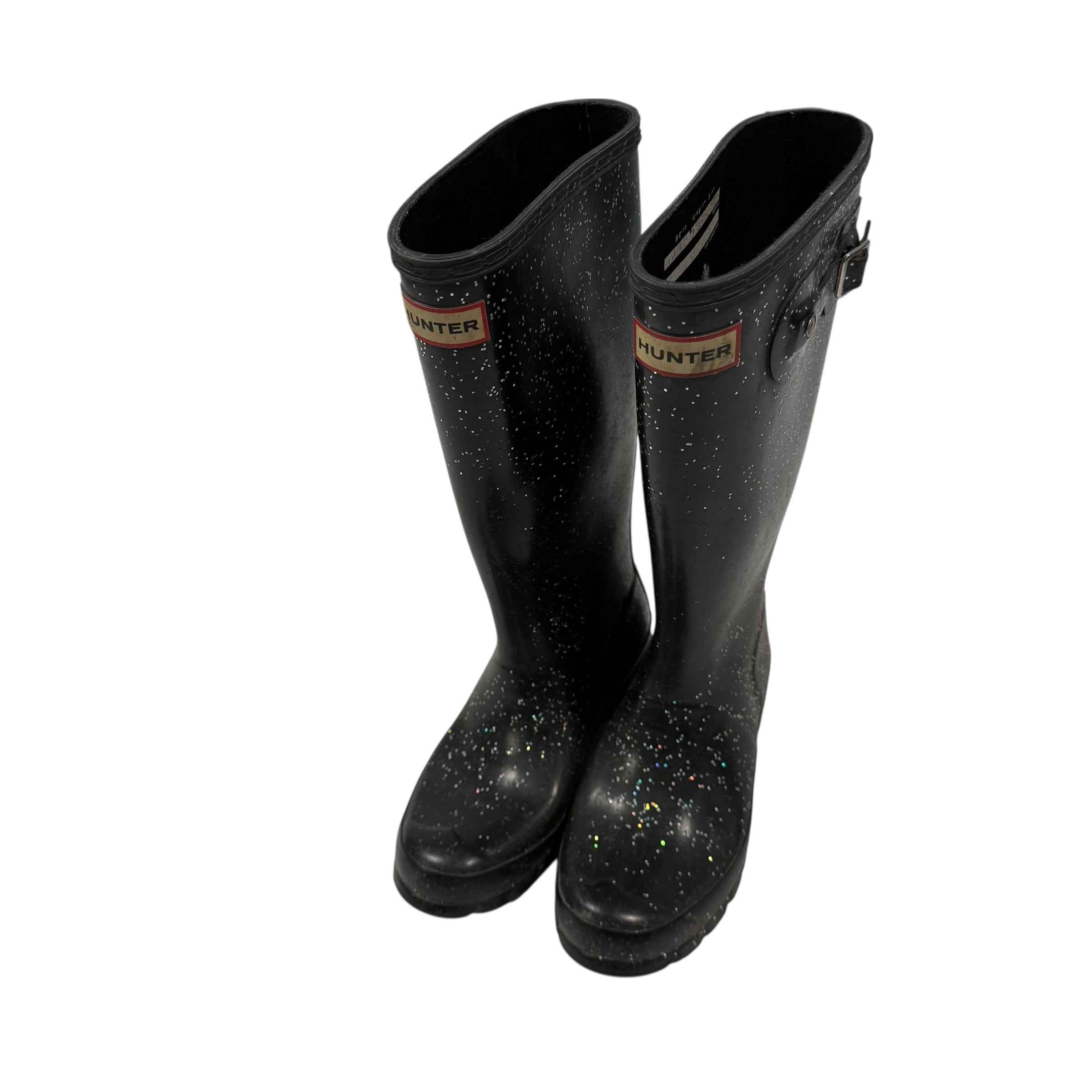 Hunter Size 5 Black Sparkle Rain Boots