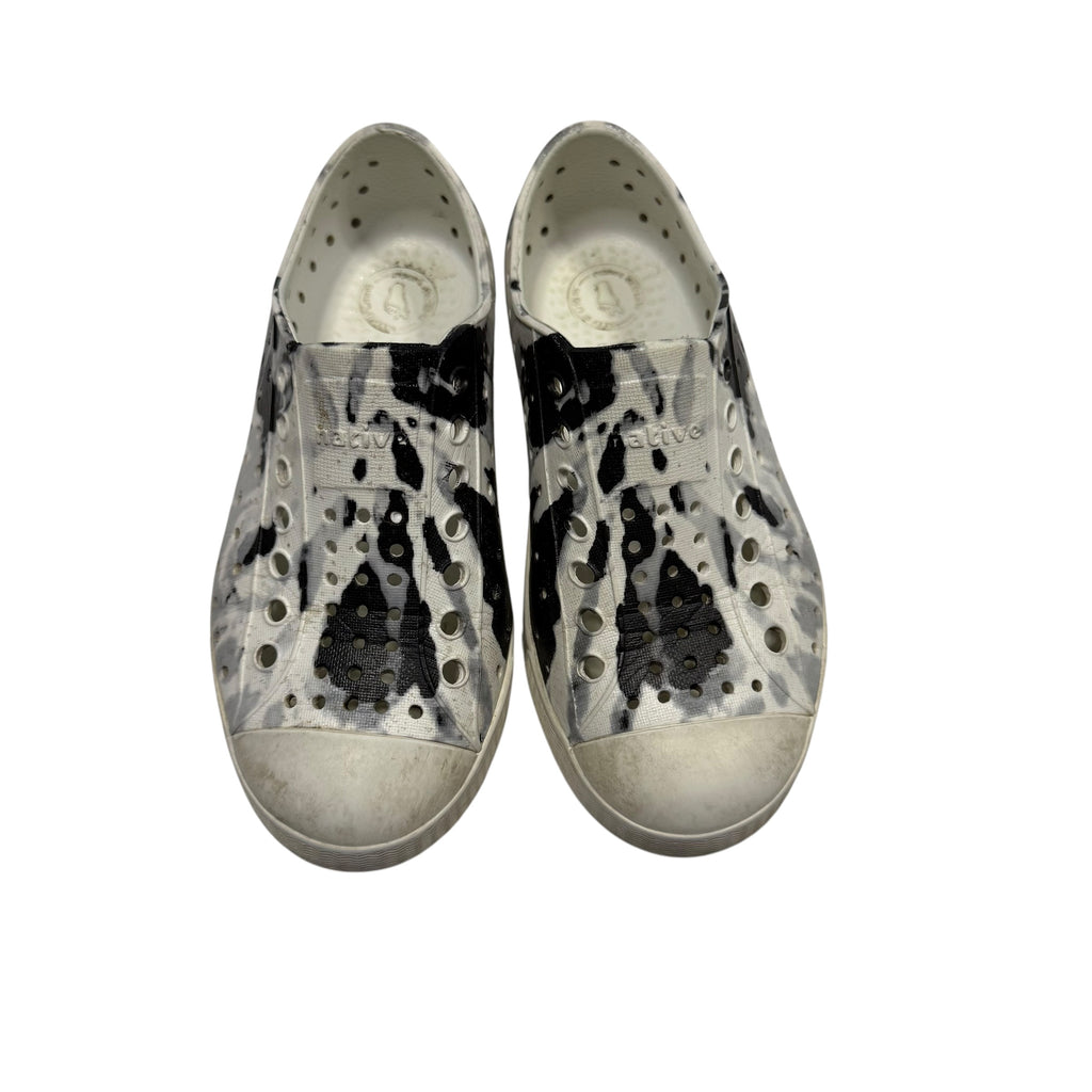 Native Shoes C11 Black White Tie Dye Slip Ons - Ready Kids Canada
