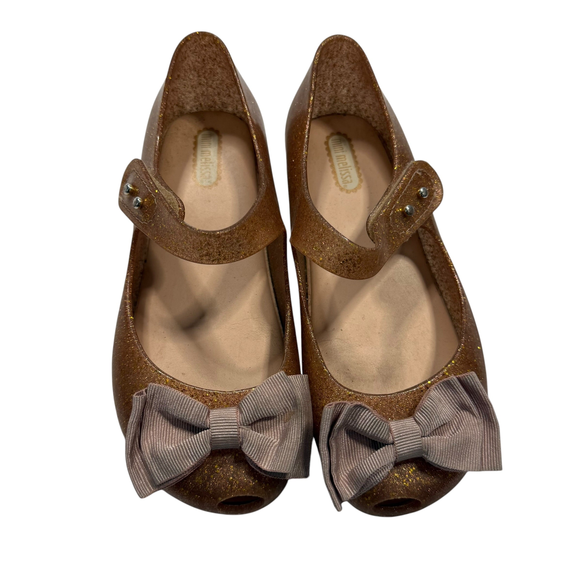 Mini Melissa Ultragirl Rose gold Glitter Bow Little Kid 11 - Ready Kids Canada