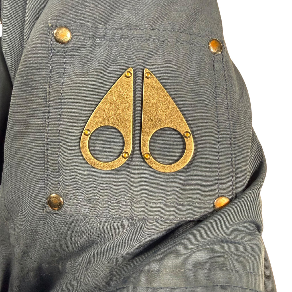 Moose Knuckles Kids Original Hooded Down Parka Size Small (7-8) Blue - Ready Kids Canada
