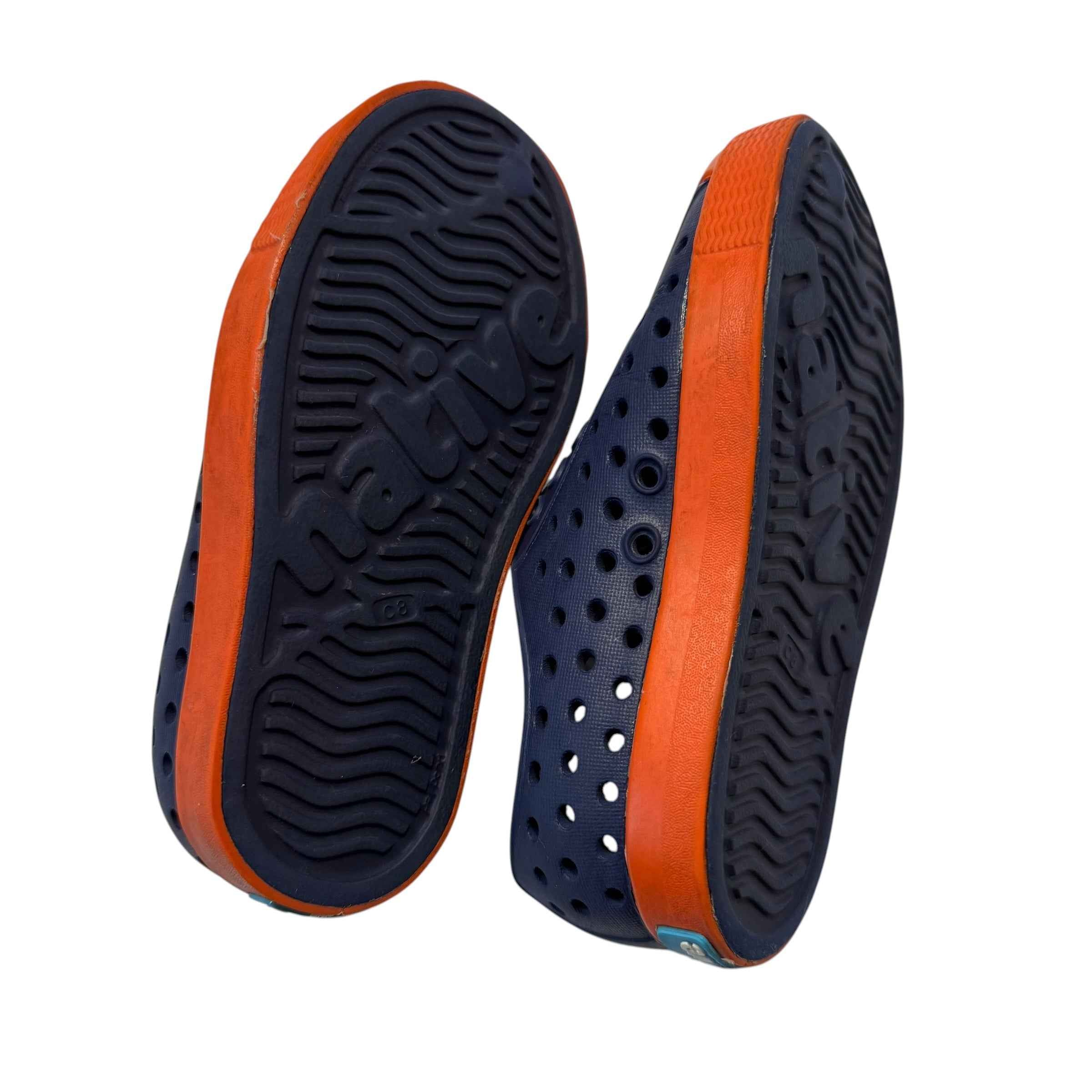 Native Shoes Kids Jefferson Waterproof Slip-On Sneakers - Navy Blue & Orange - Size C8 Toddler