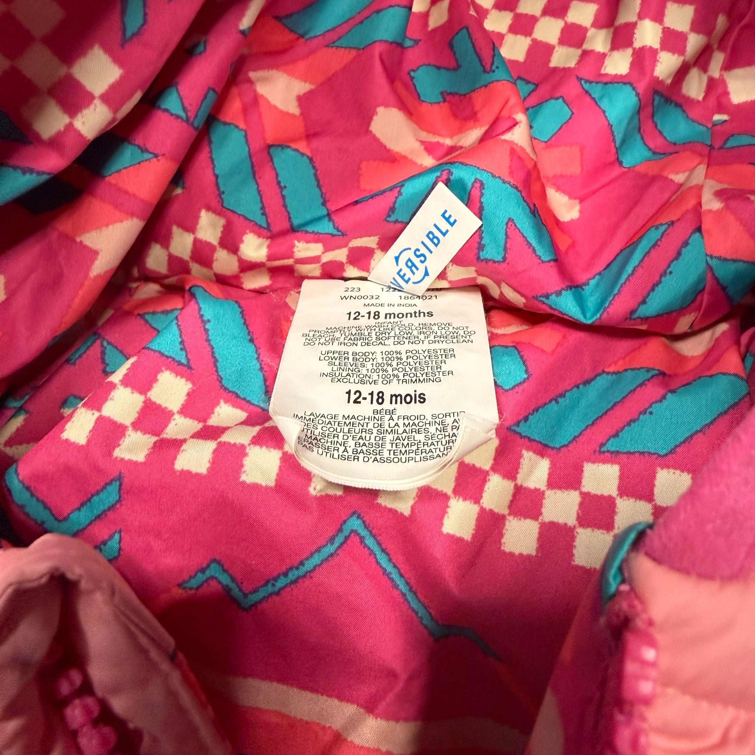 Columbia Powder Lite Reversible Baby Bunting 12-18 months Pink floral print