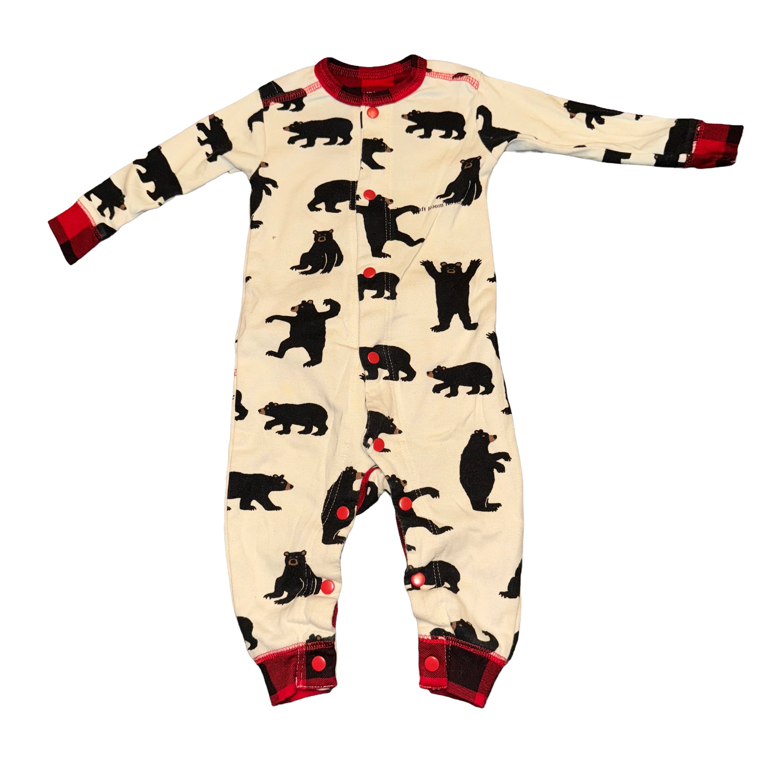 Little Blue House union suit pajamas 3-6 months with bear print pattern